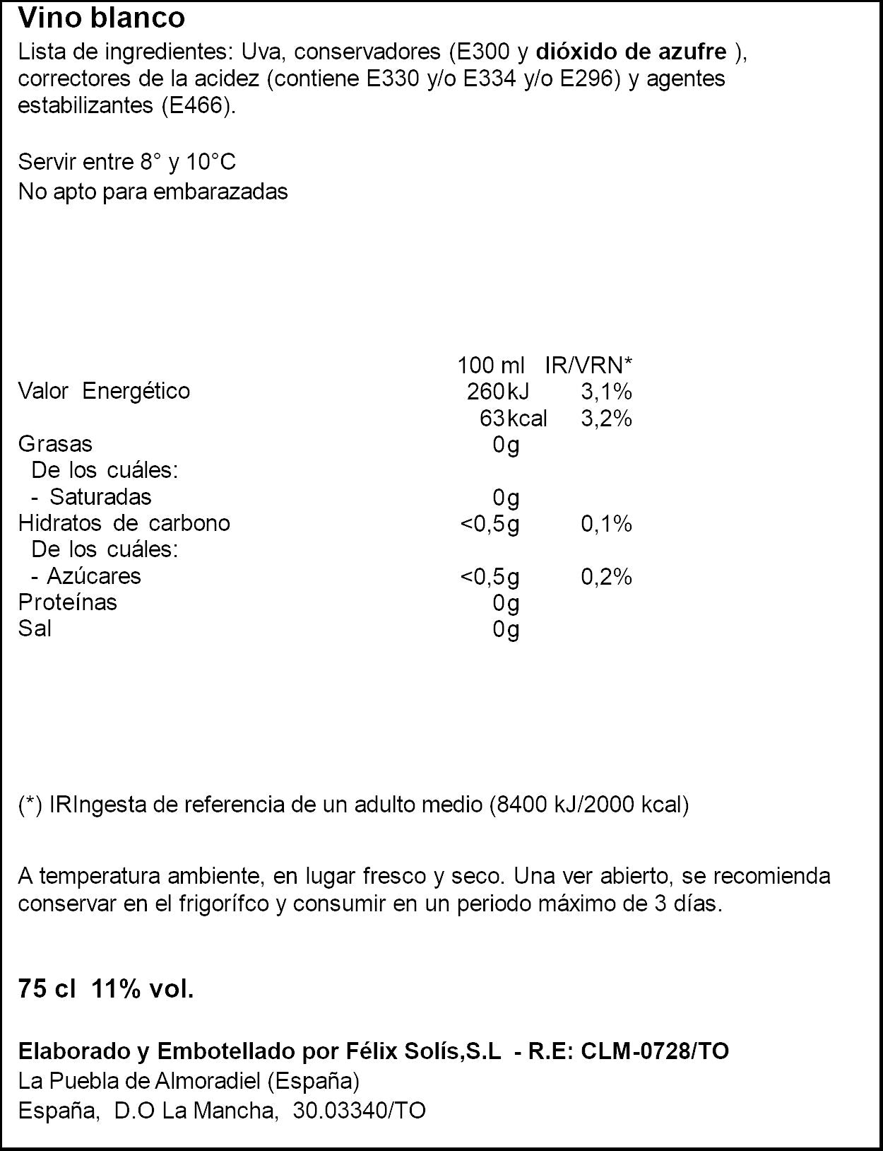 Vino blanco mancha Viña cancel 75cl
