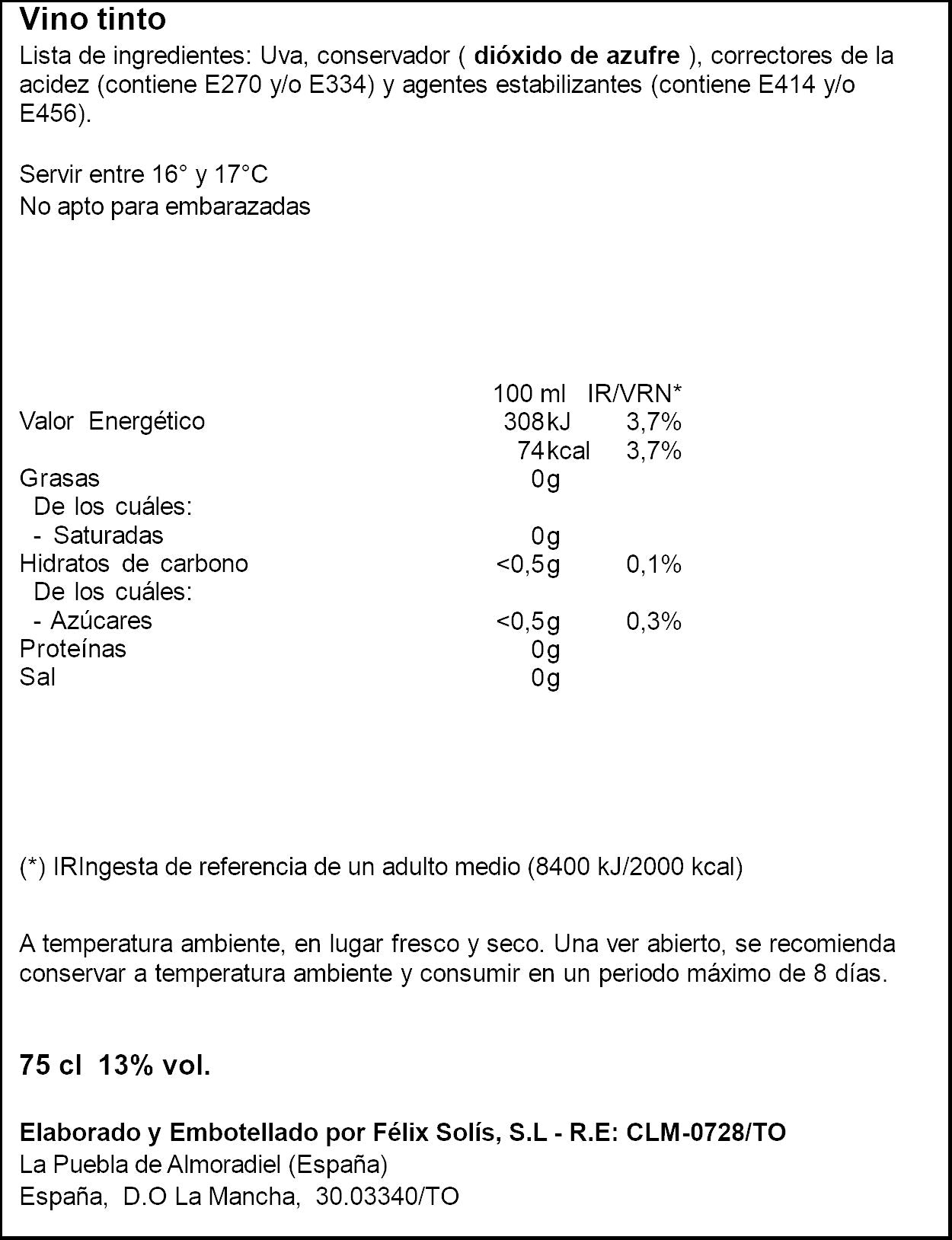 Vino tinto crianza d.o mancha Viña cancel 75cl