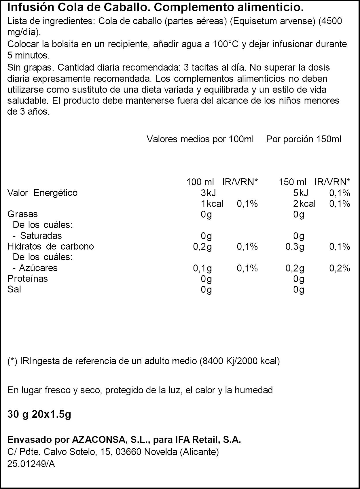 Infusion cola de caballo Ifa eliges 20u