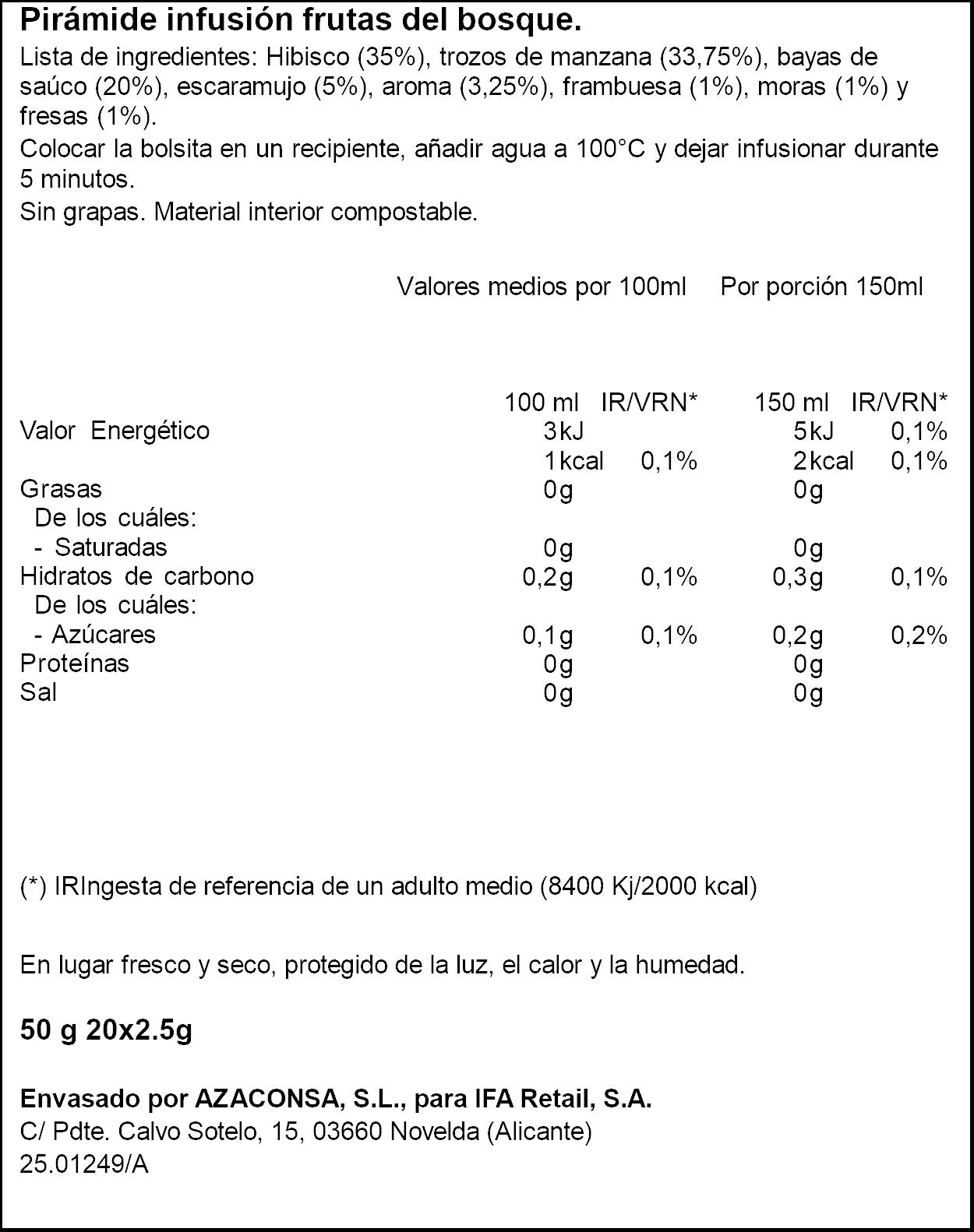 Infusion frutas del bosque Ifa eliges 20u