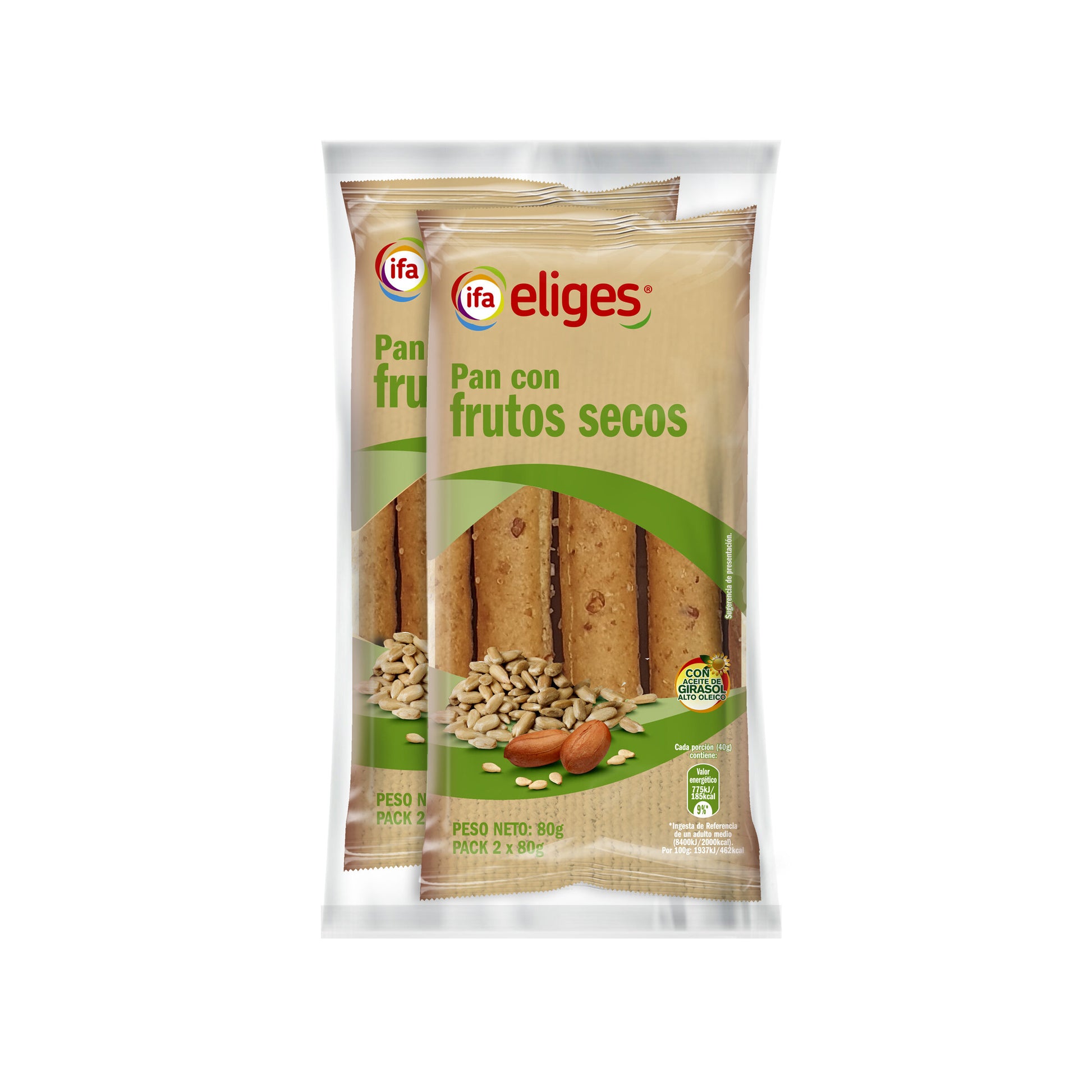 Pan frutos secos Ifa eliges 2x80g