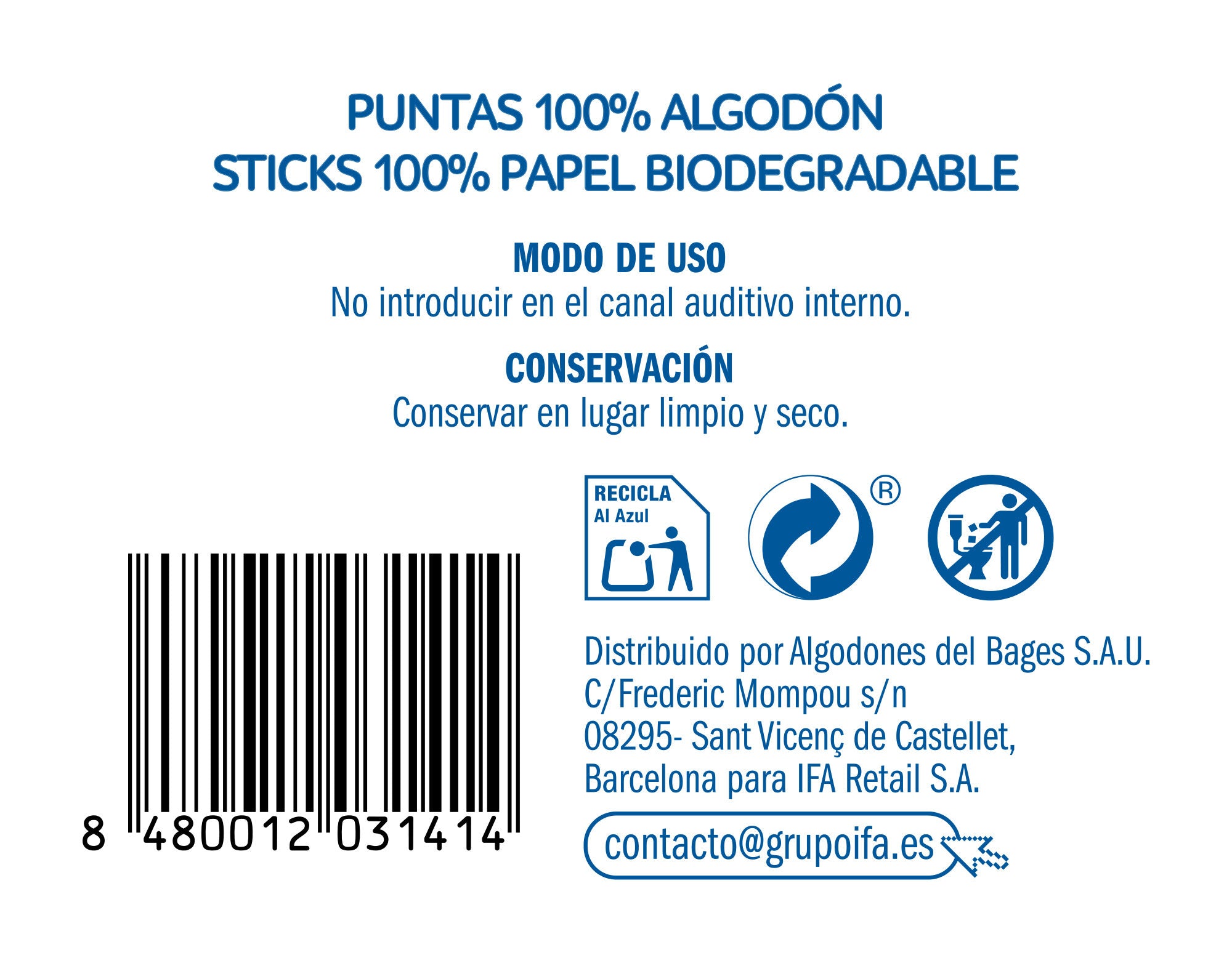 Bastoncillo algodón Ifa unnia 200u
