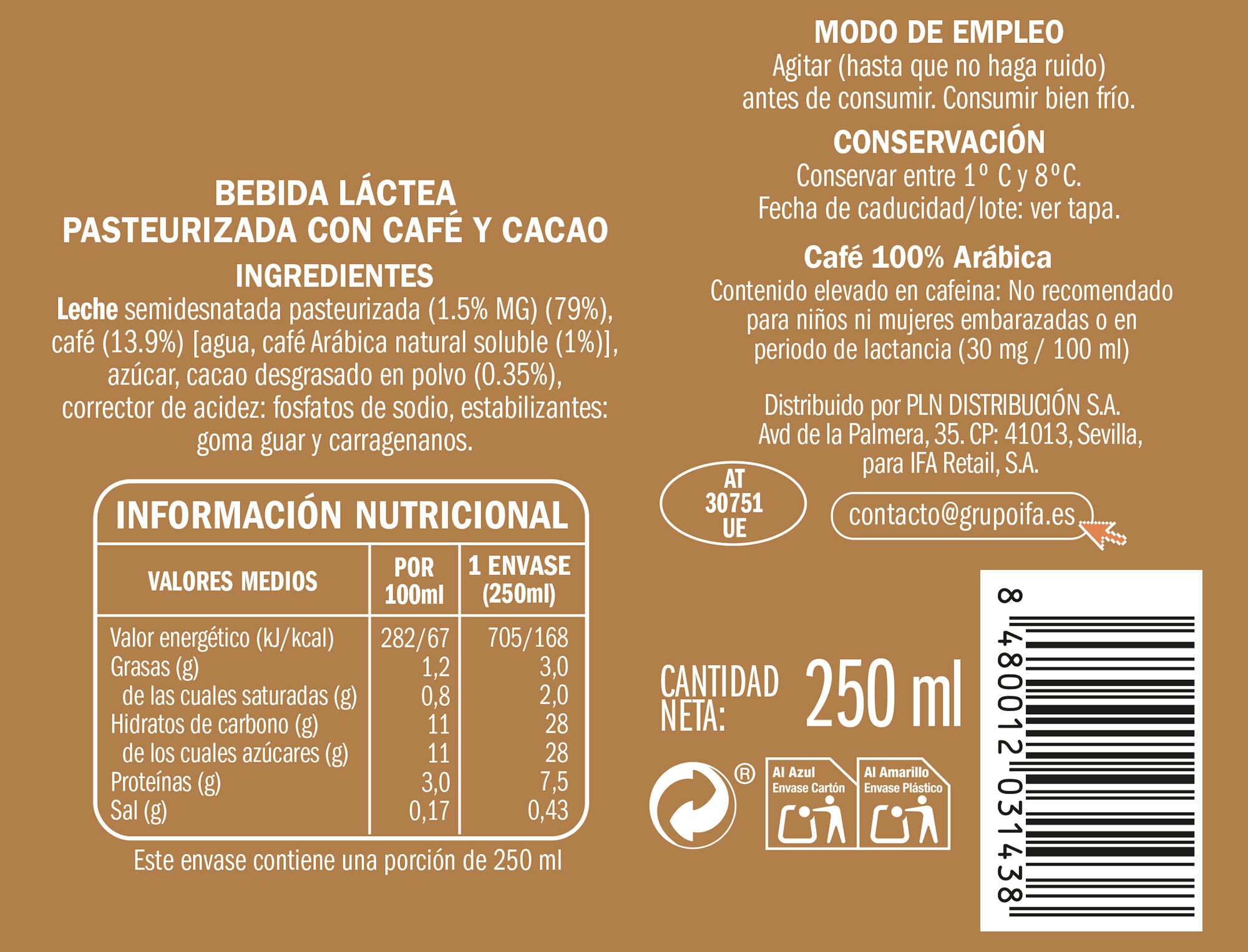 Café latte capuccino Barbacana 250ml