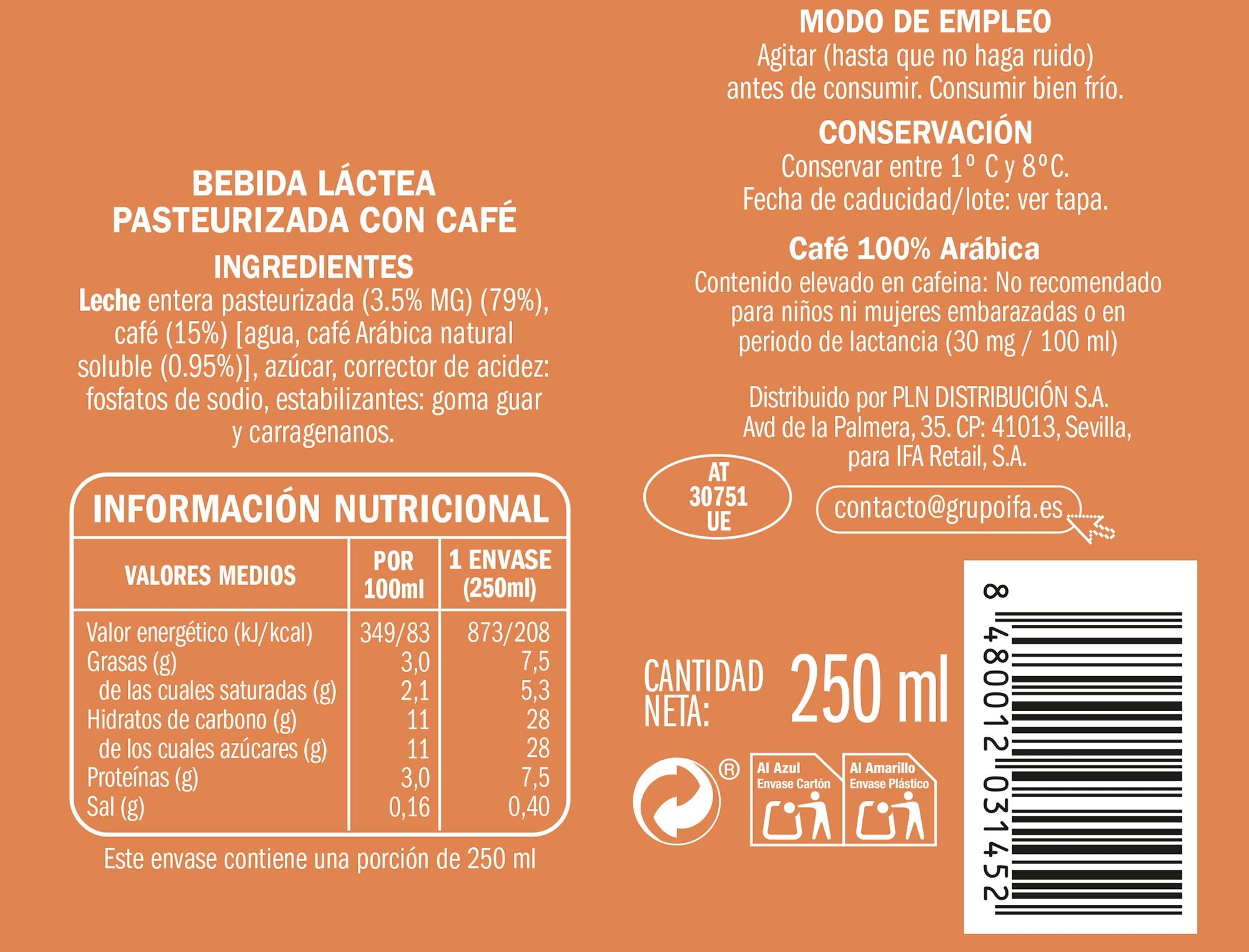 Café latte mancchiatto Barbacana 250ml