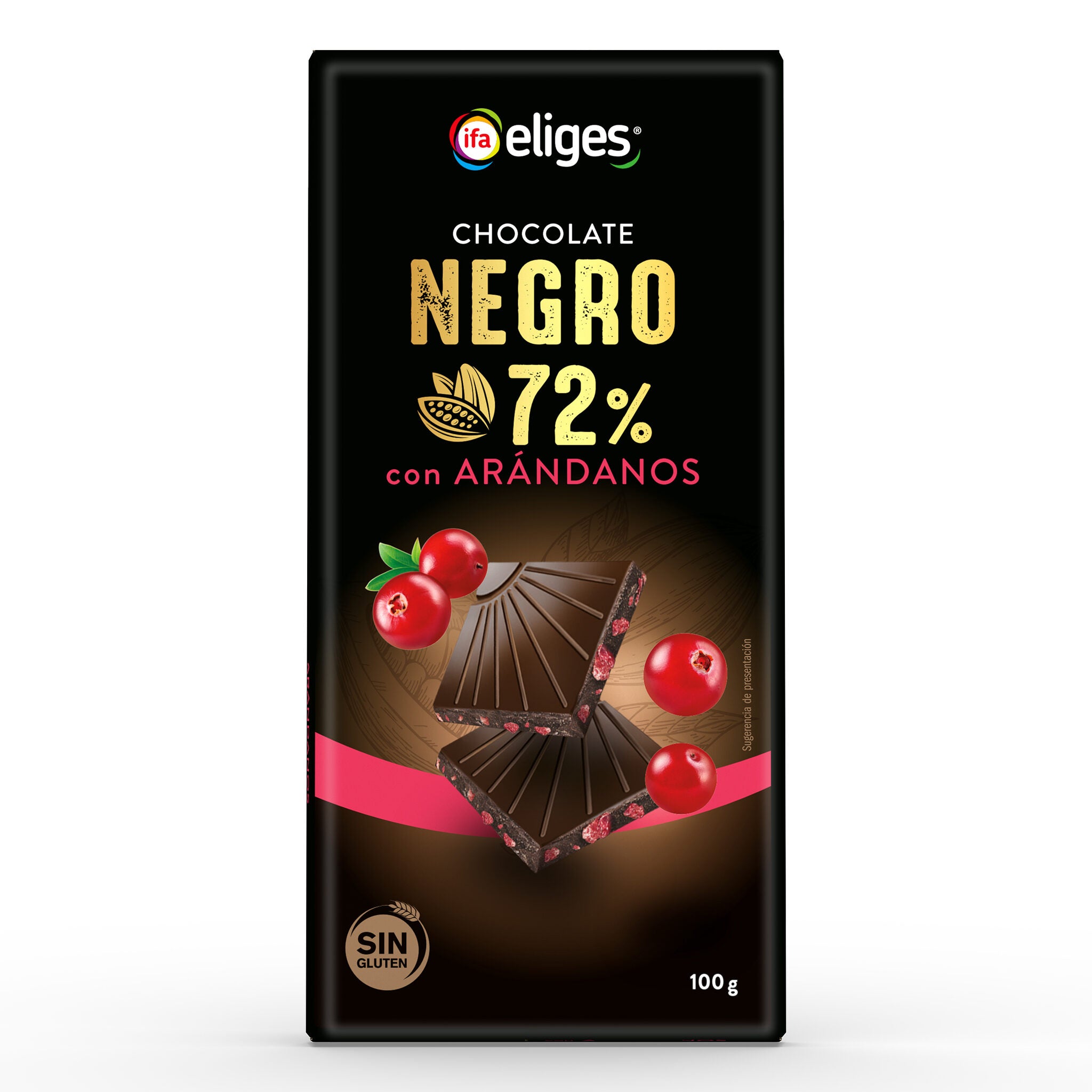 Chocolate negro 72% c/arándanos Ifa eliges 100g