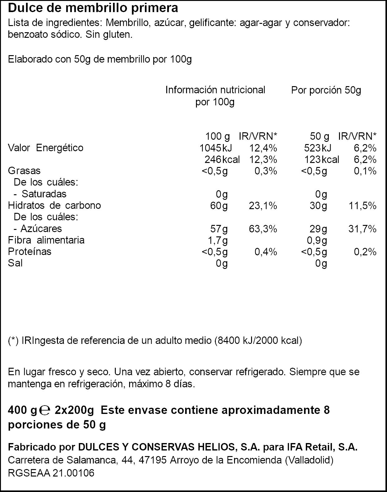 Dulce de membrillo  Ifa eliges p2 200g/u
