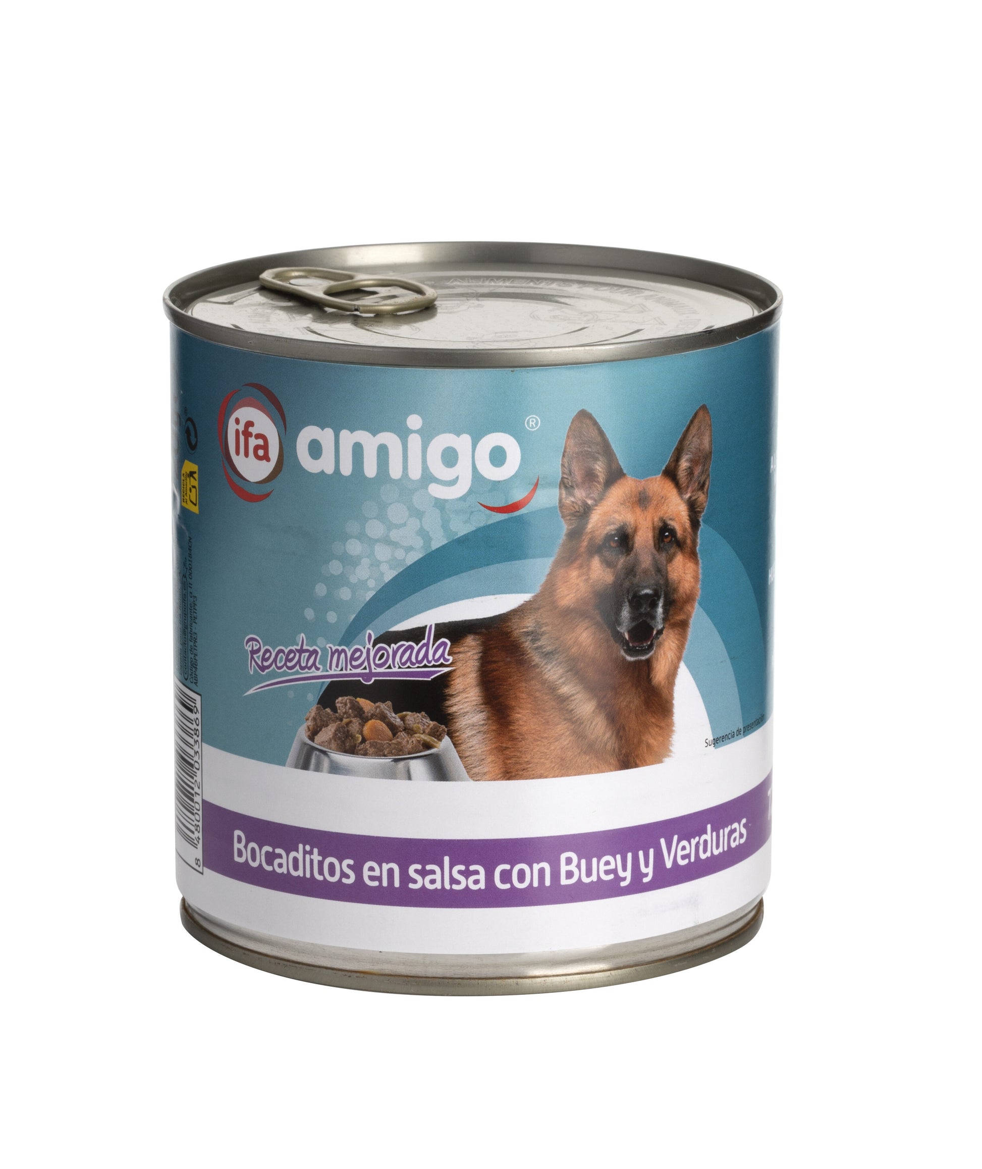 Comida perro bocados buey/verdura lata Ifa amigo 720g