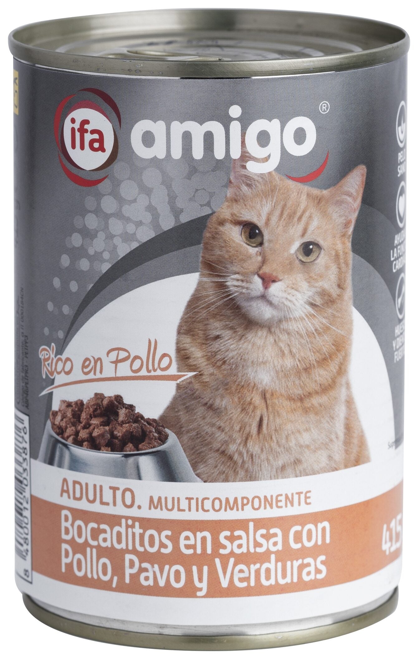 Comida húmeda gato bocados pollo/pavo/verduras lata Ifa amigo 415g
