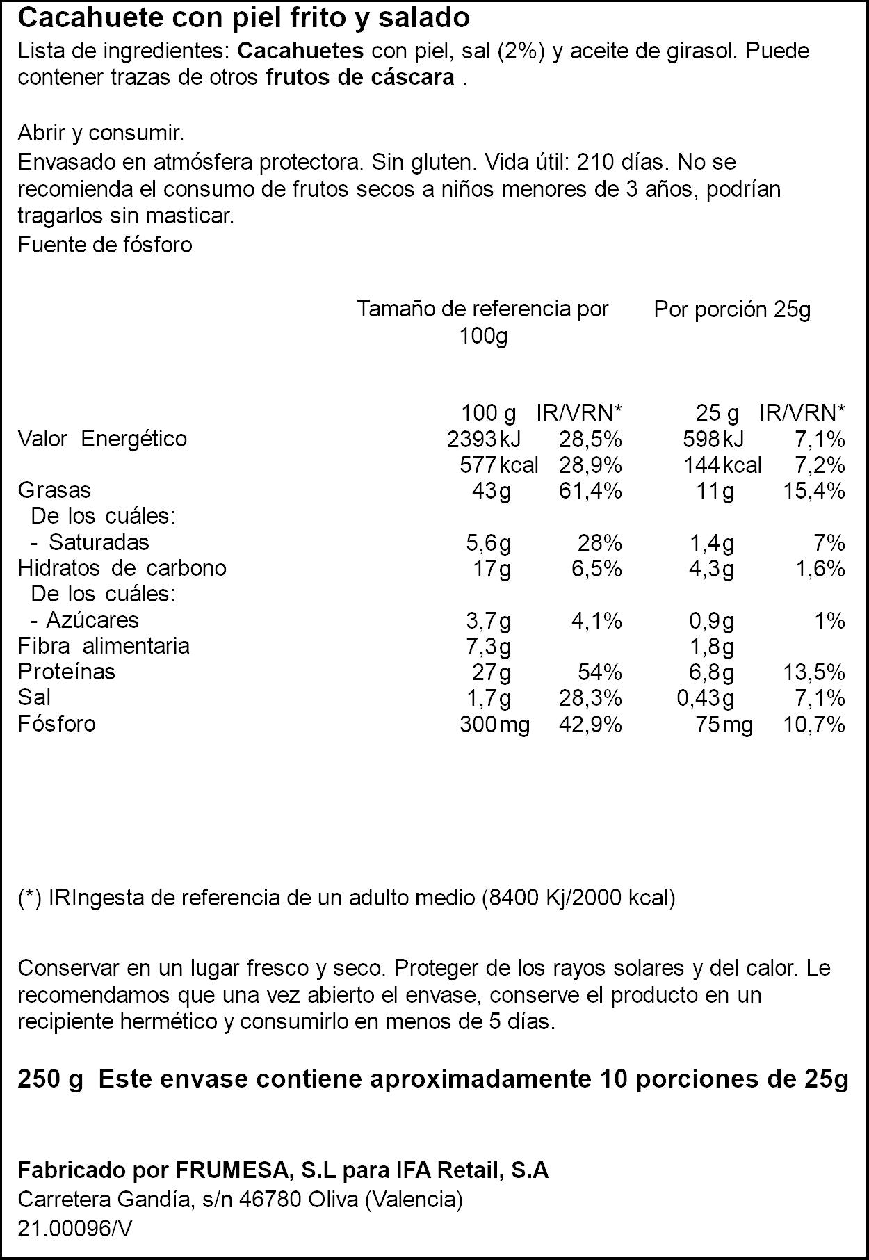 Cacahuete frito piel Ifa 250g