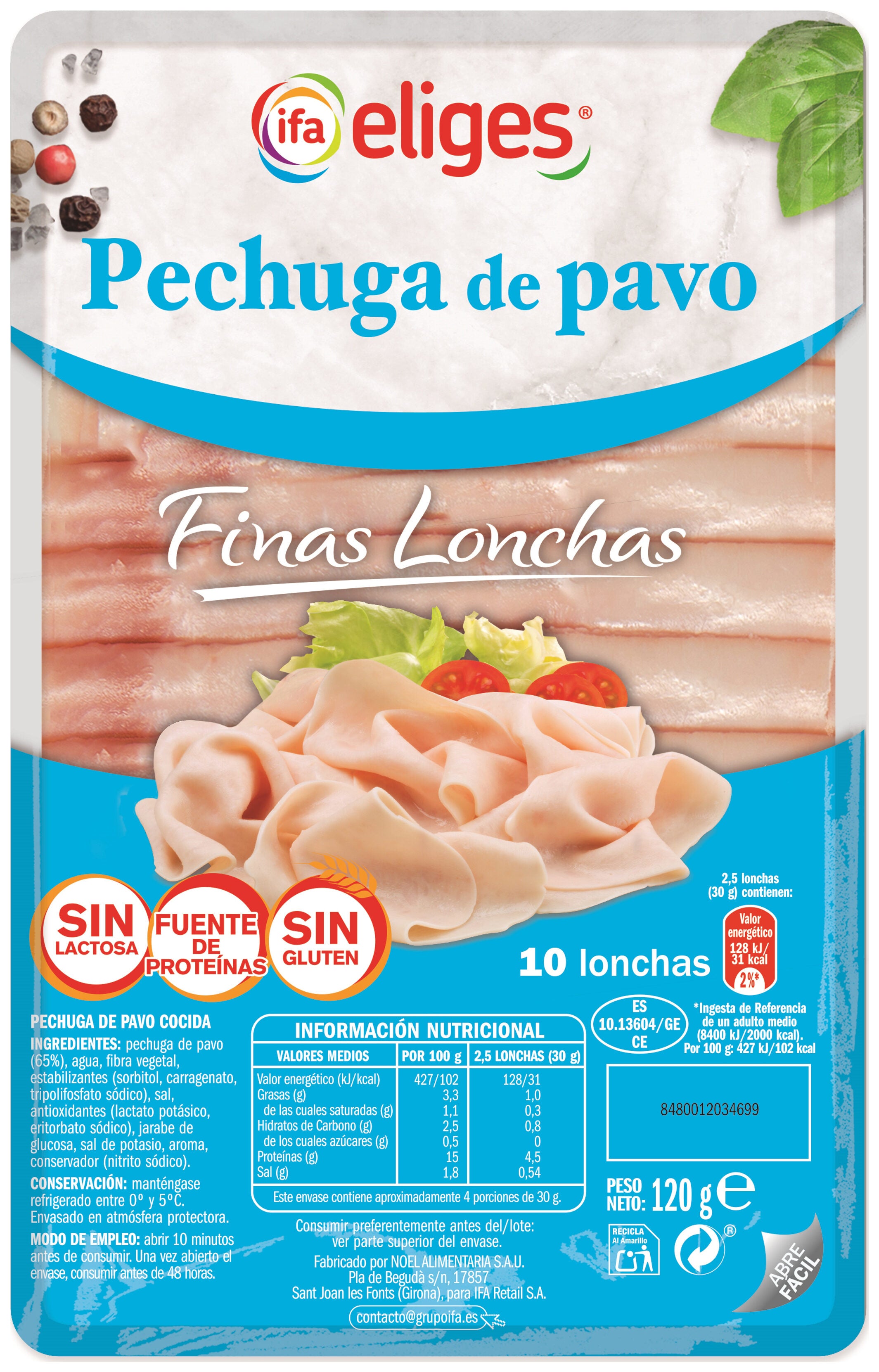 Pechuga pavo finas lonchas Ifa eliges 120g