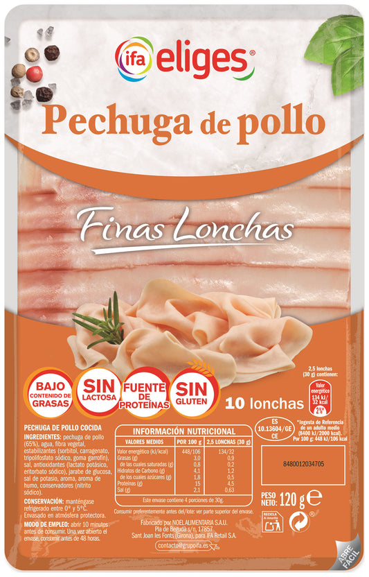 Pechuga pollo finas lonchas bandeja Ifa eliges 120g La Despensa