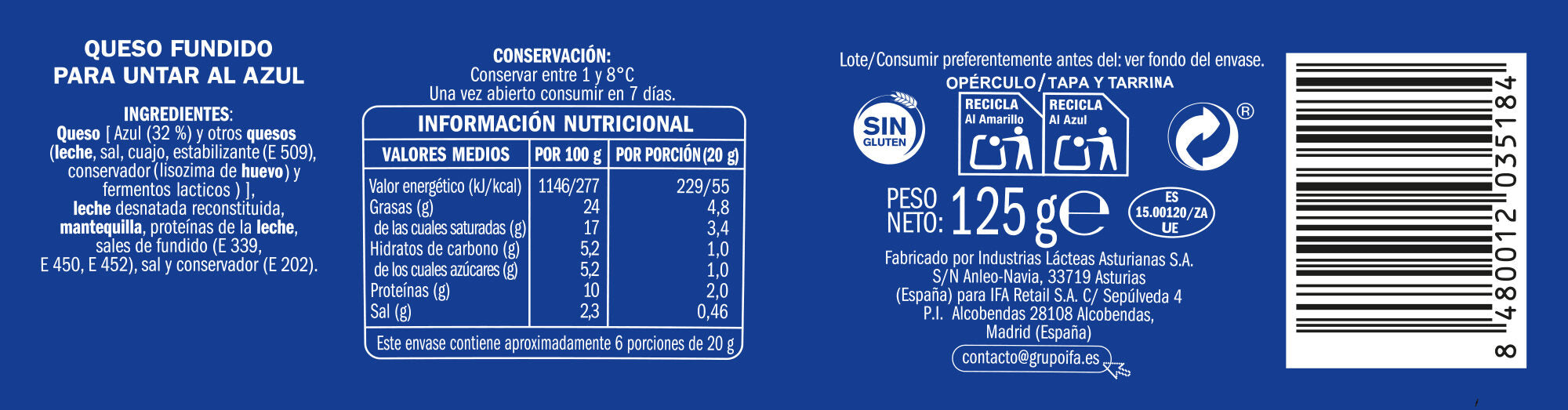 Crema de queso azul Ifa eliges 125g