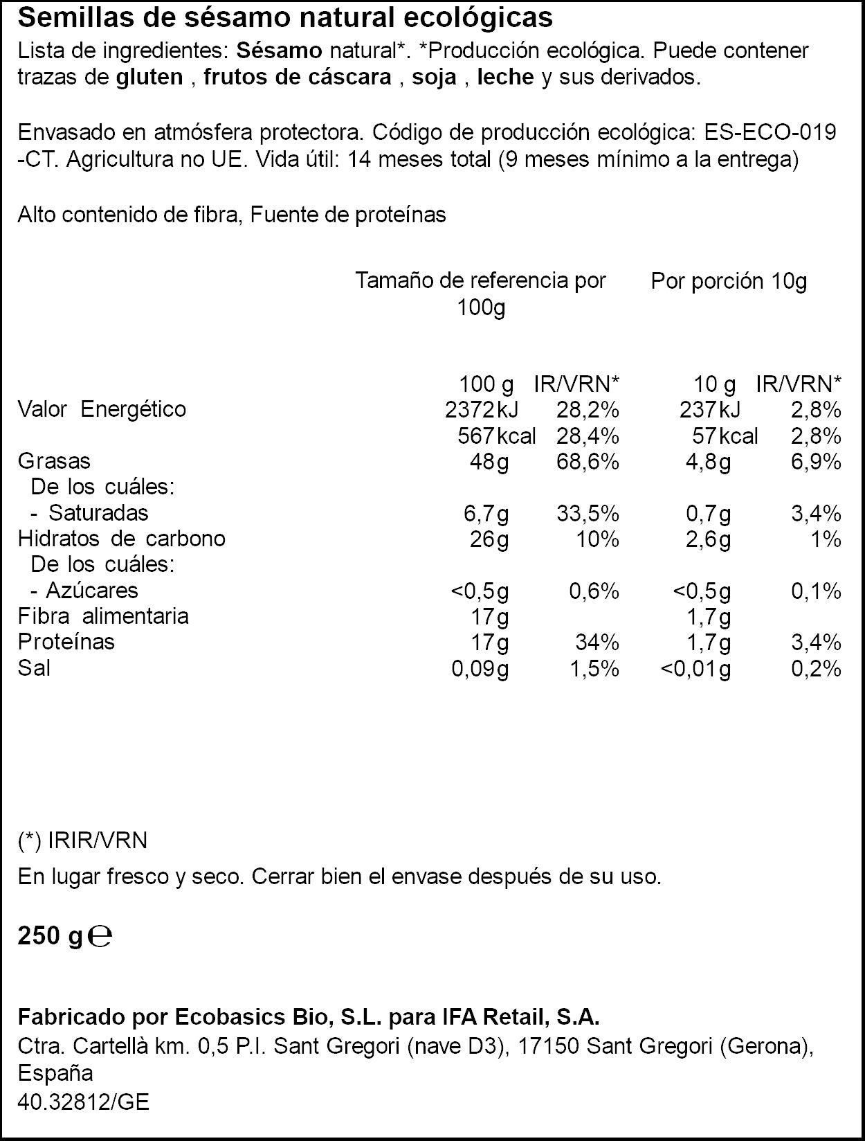 Semillas sesamo  eco Eliges 250g