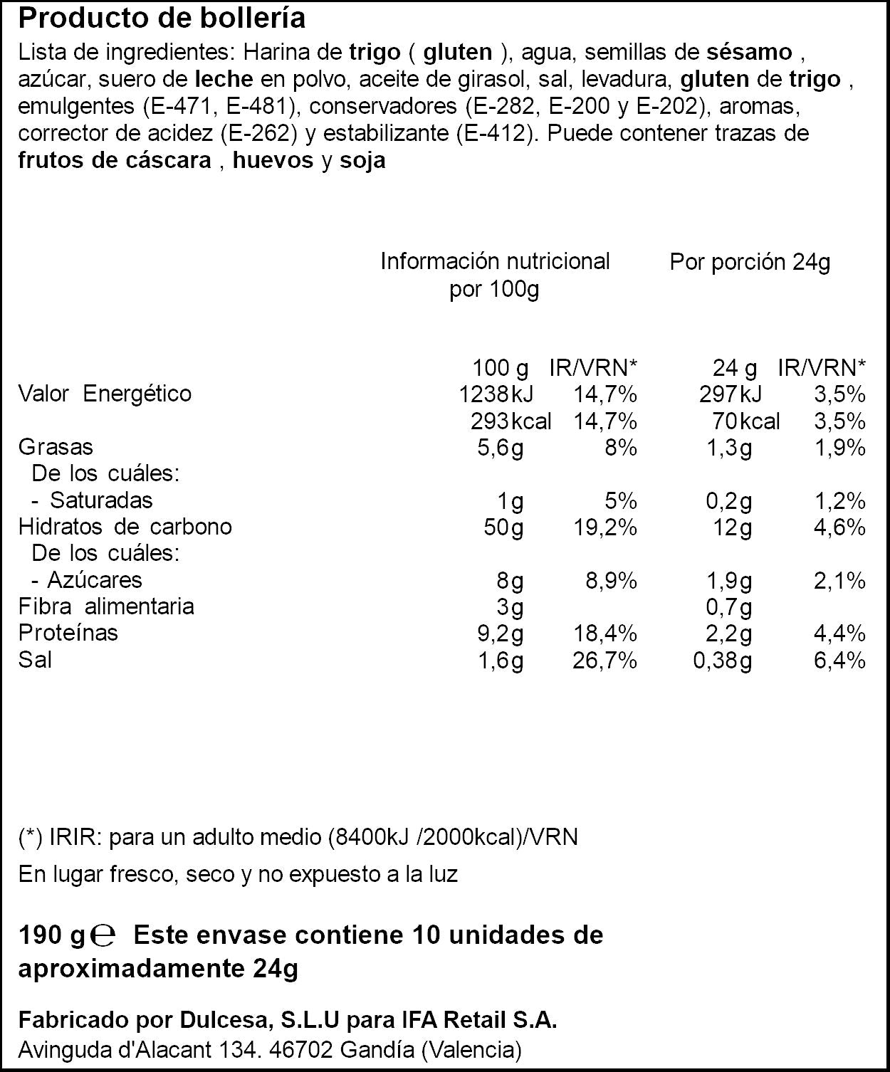 Pan hamburguesa mini Ifa eliges p8 190g