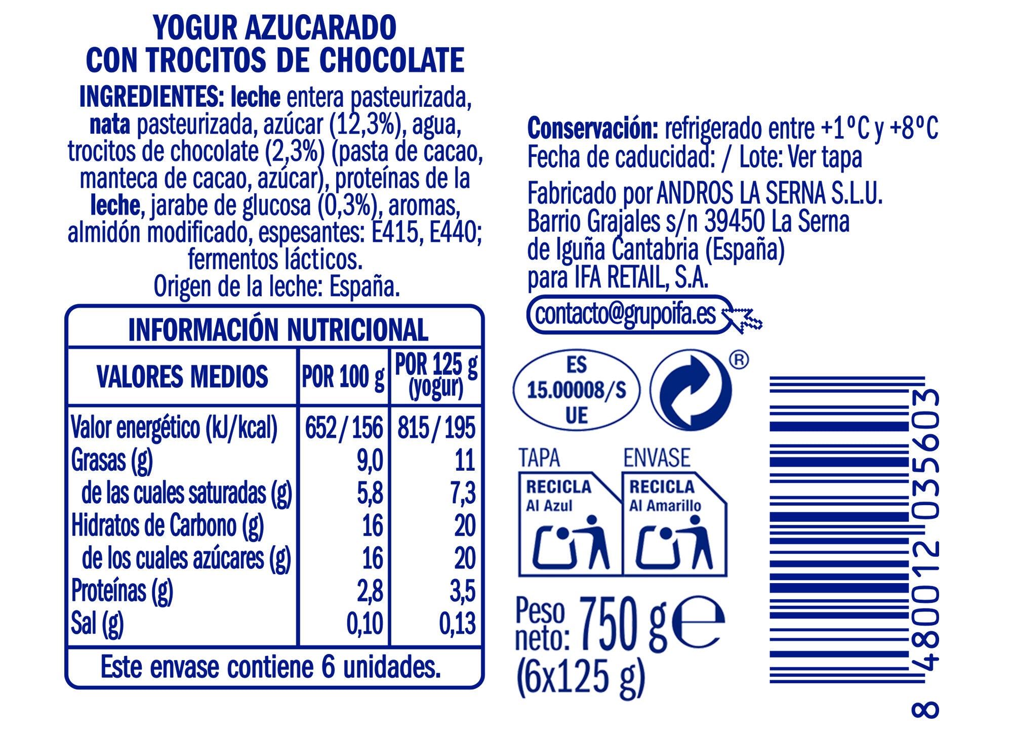 Yogurt griego stracciatela Ifa eliges p6 125g/u