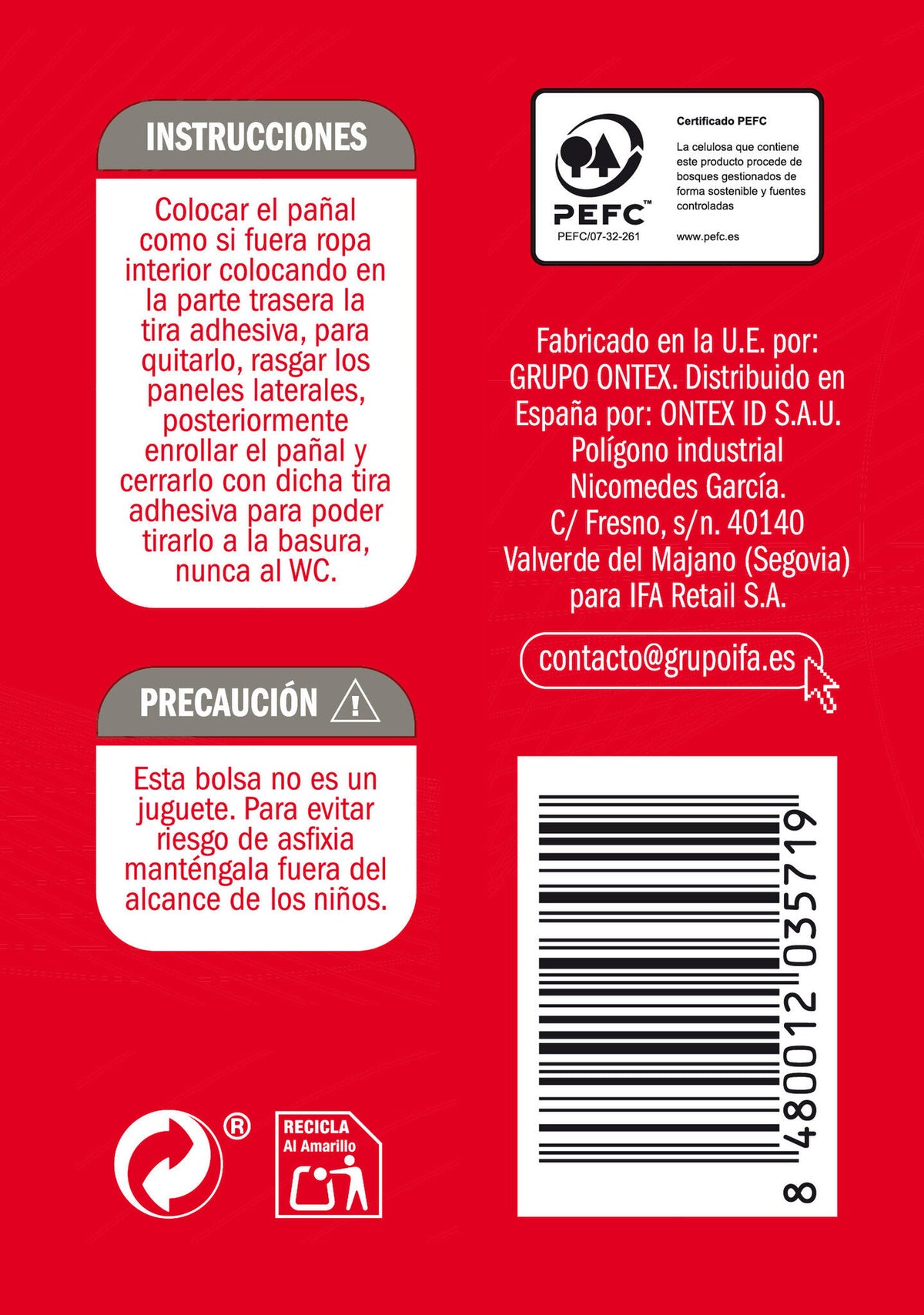 Pañal braguita t6 17-22kg Ifa unnia 19u