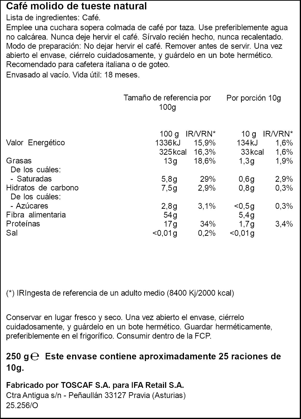 Café molido natural Ifa eliges 250g