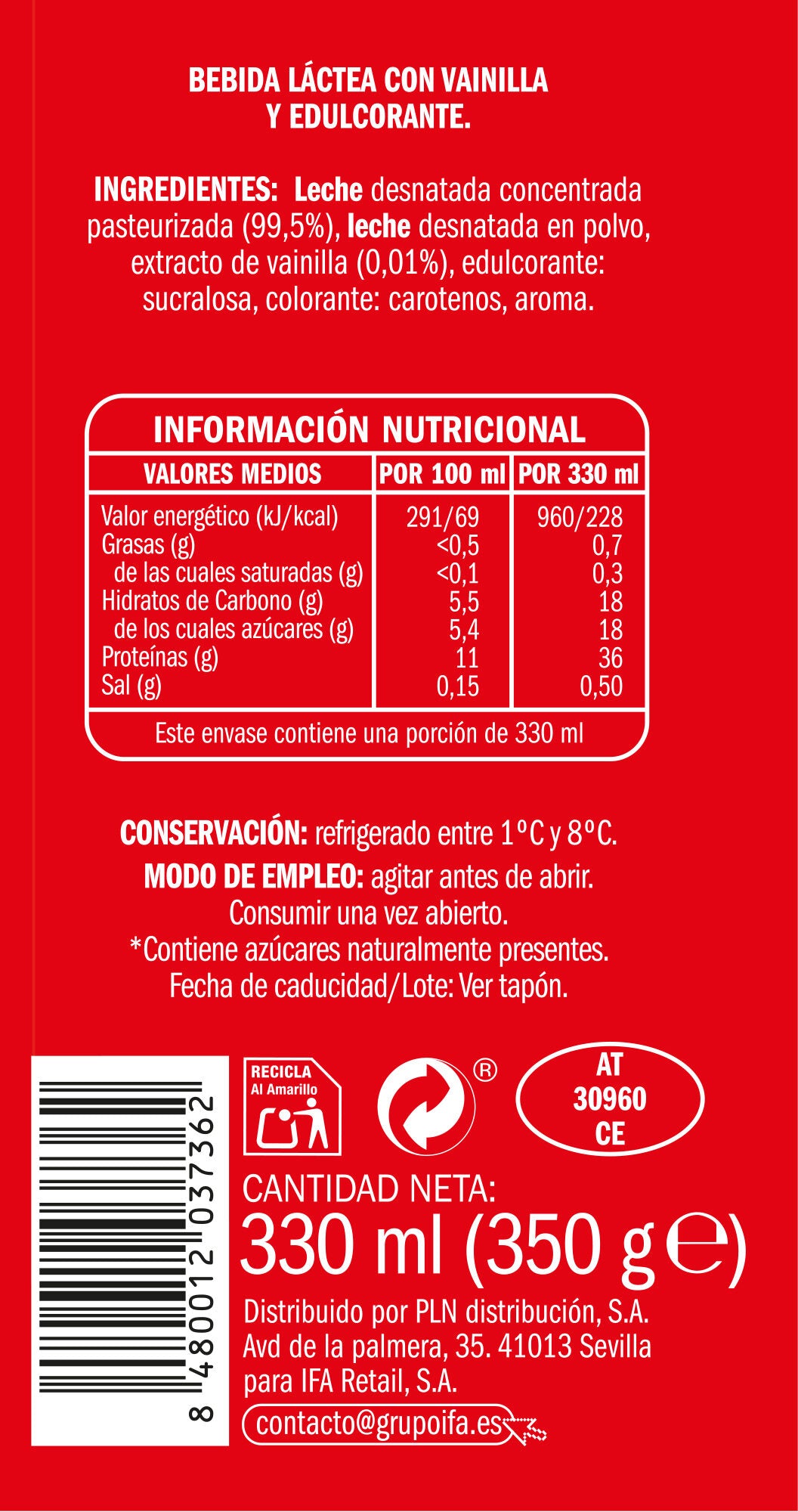 Batido vainilla proteinas Ifa eliges 350g