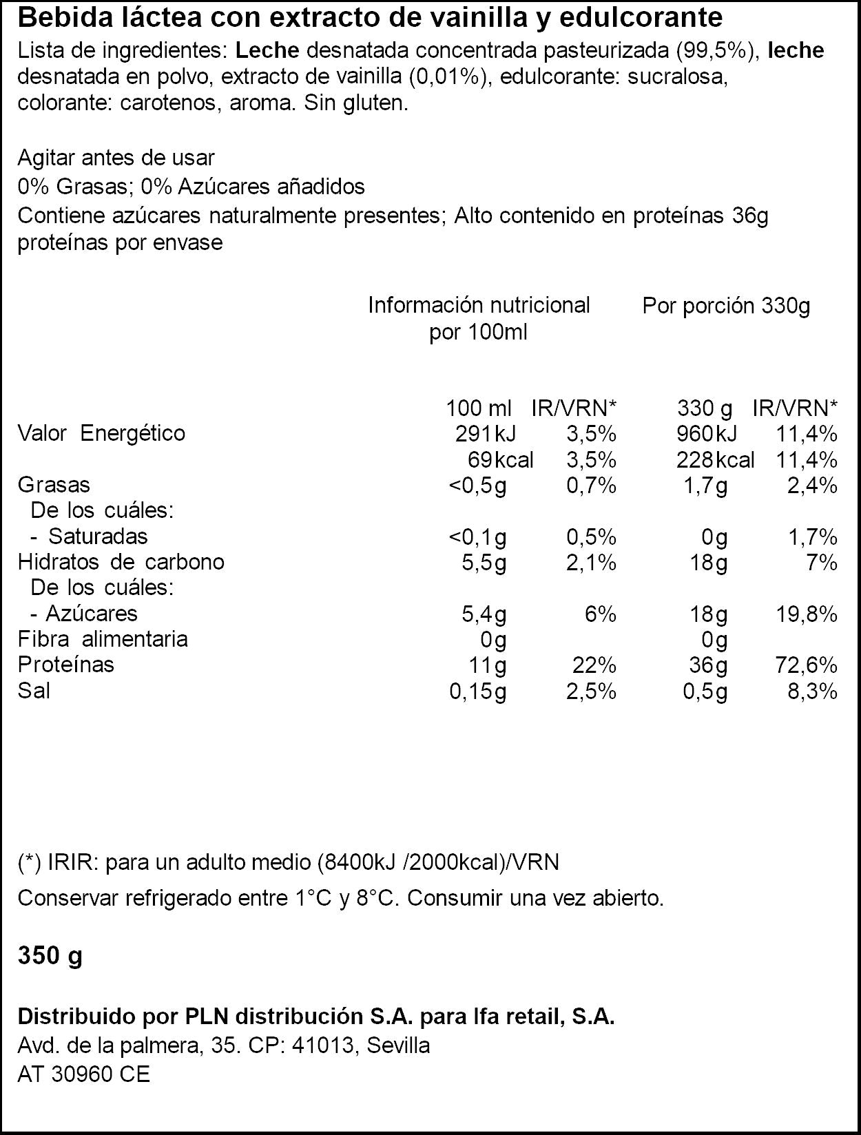 Batido vainilla proteinas Ifa eliges 350g