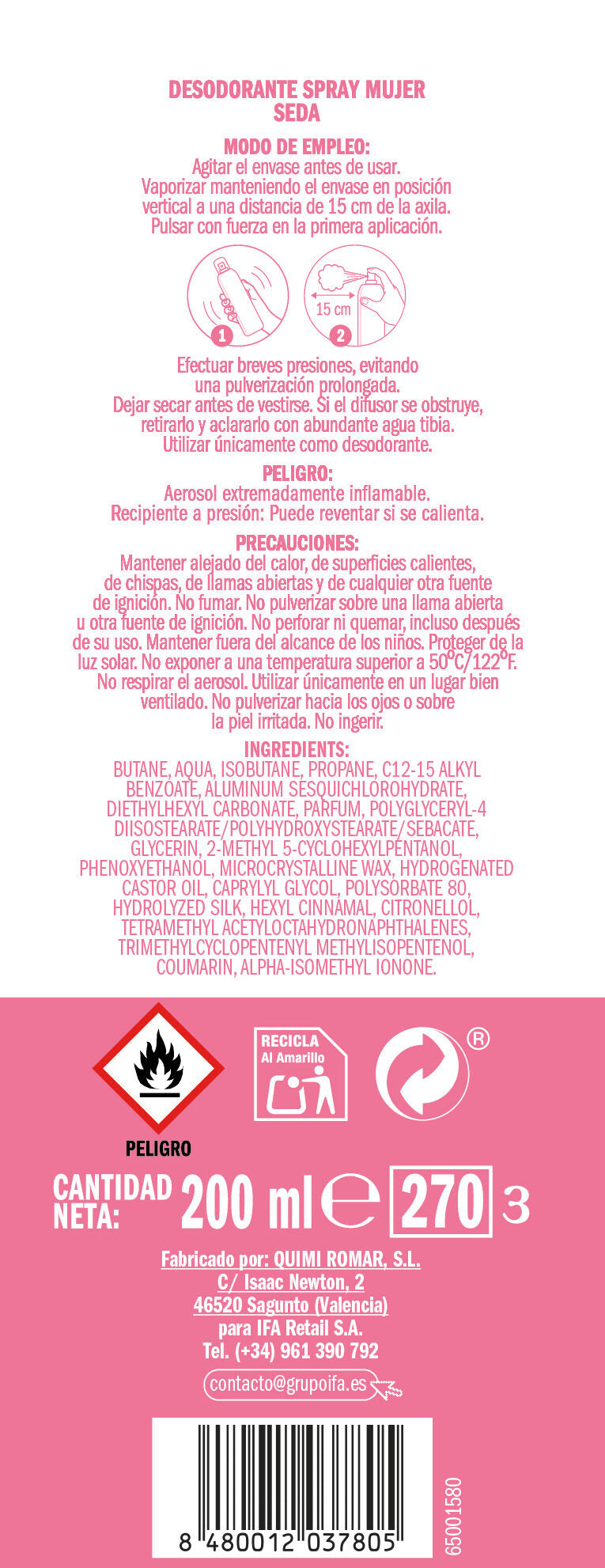 Desodorante spray seda mujer Ifa 200ml