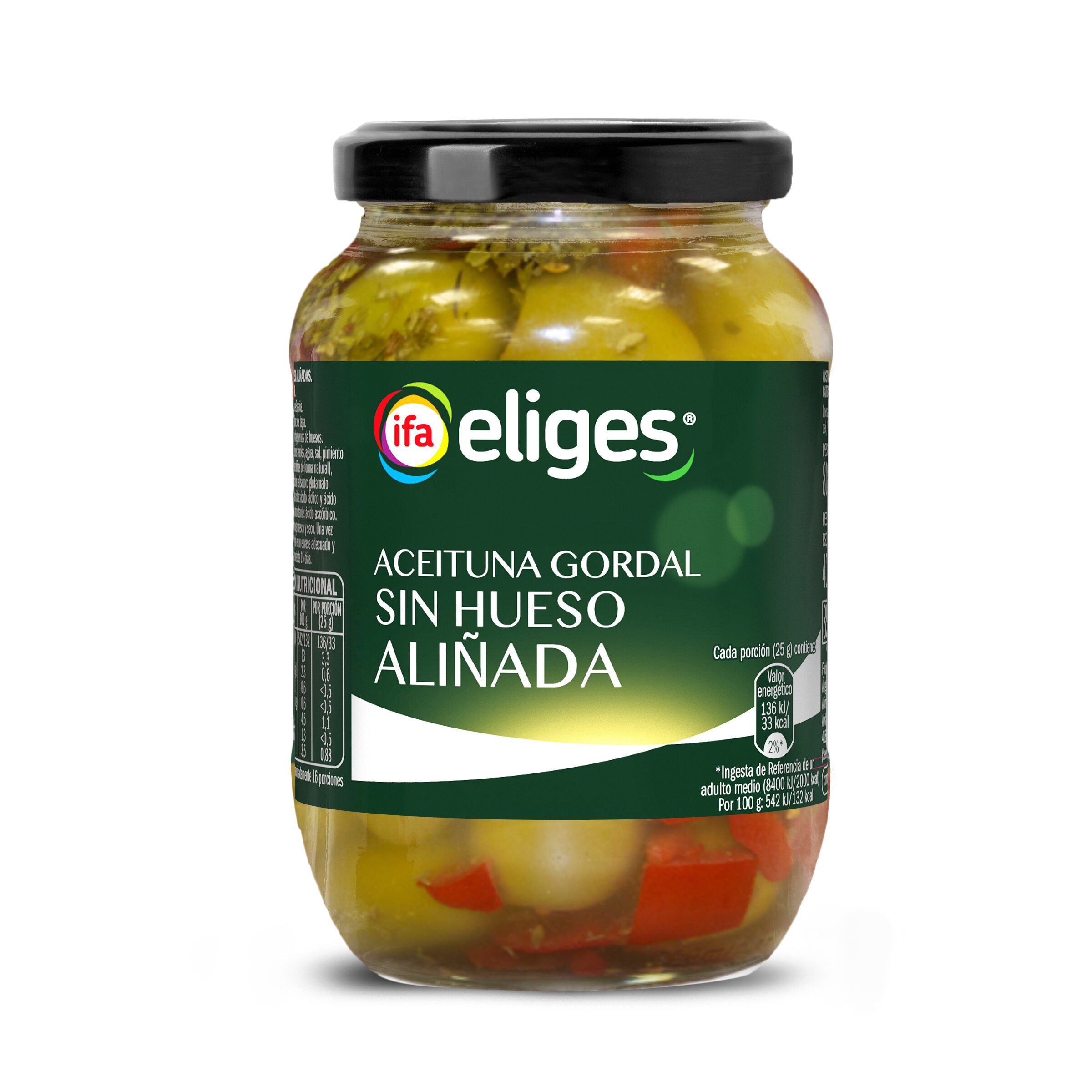 Aceitunas gordal s/hueso aliñada barril Ifa eliges 400g escurr