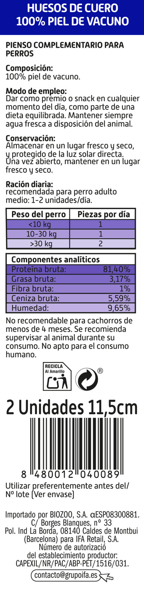 Snacks perro hueso cuero Ifa amigo p2