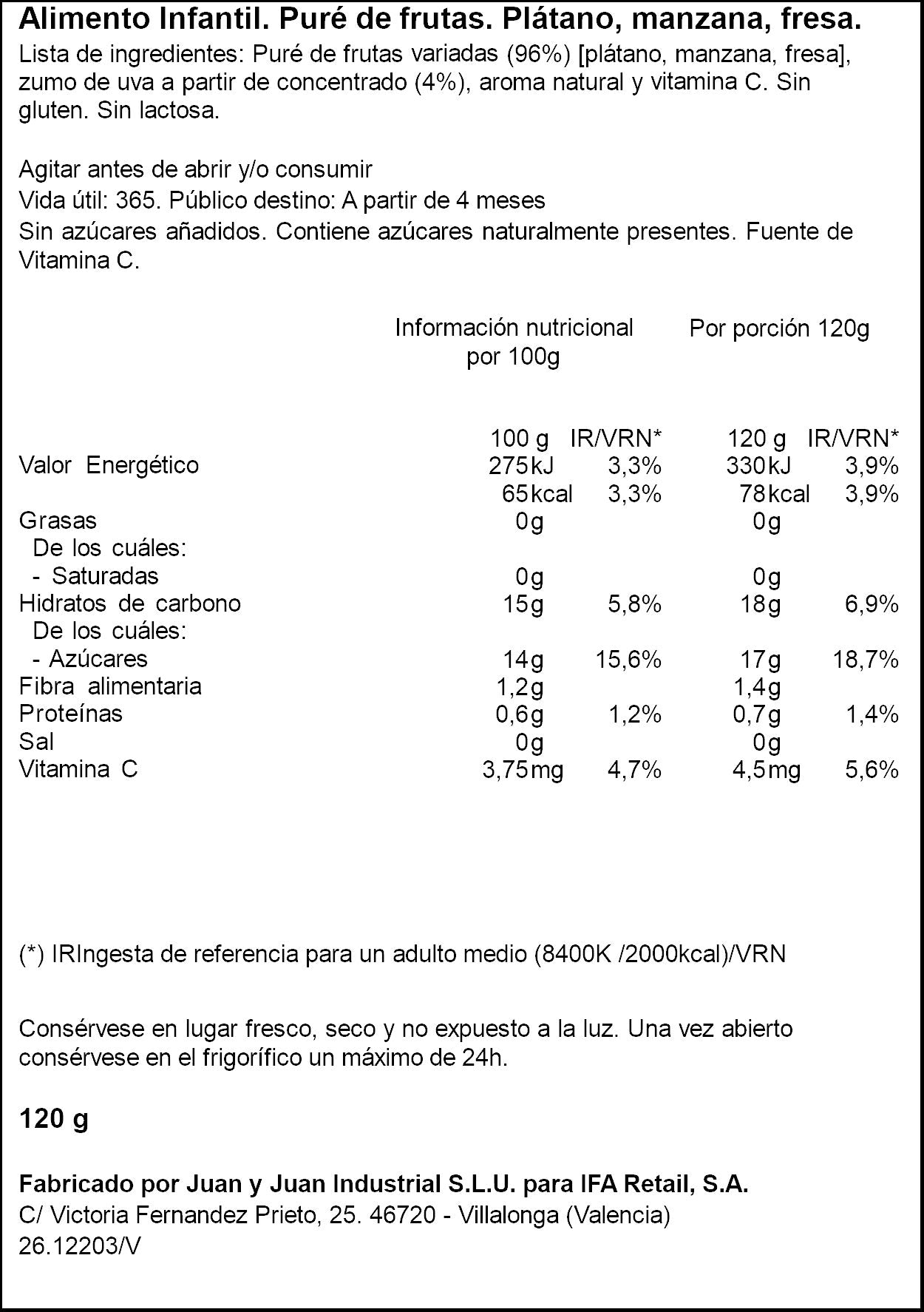 Compota fresa platano Baby cuac 120g