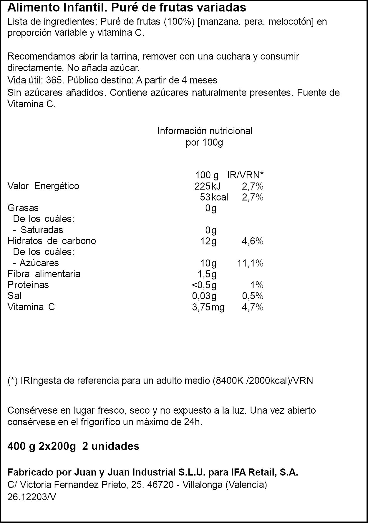 Potito fruta fruta variada Baby cuac p2 200g/u