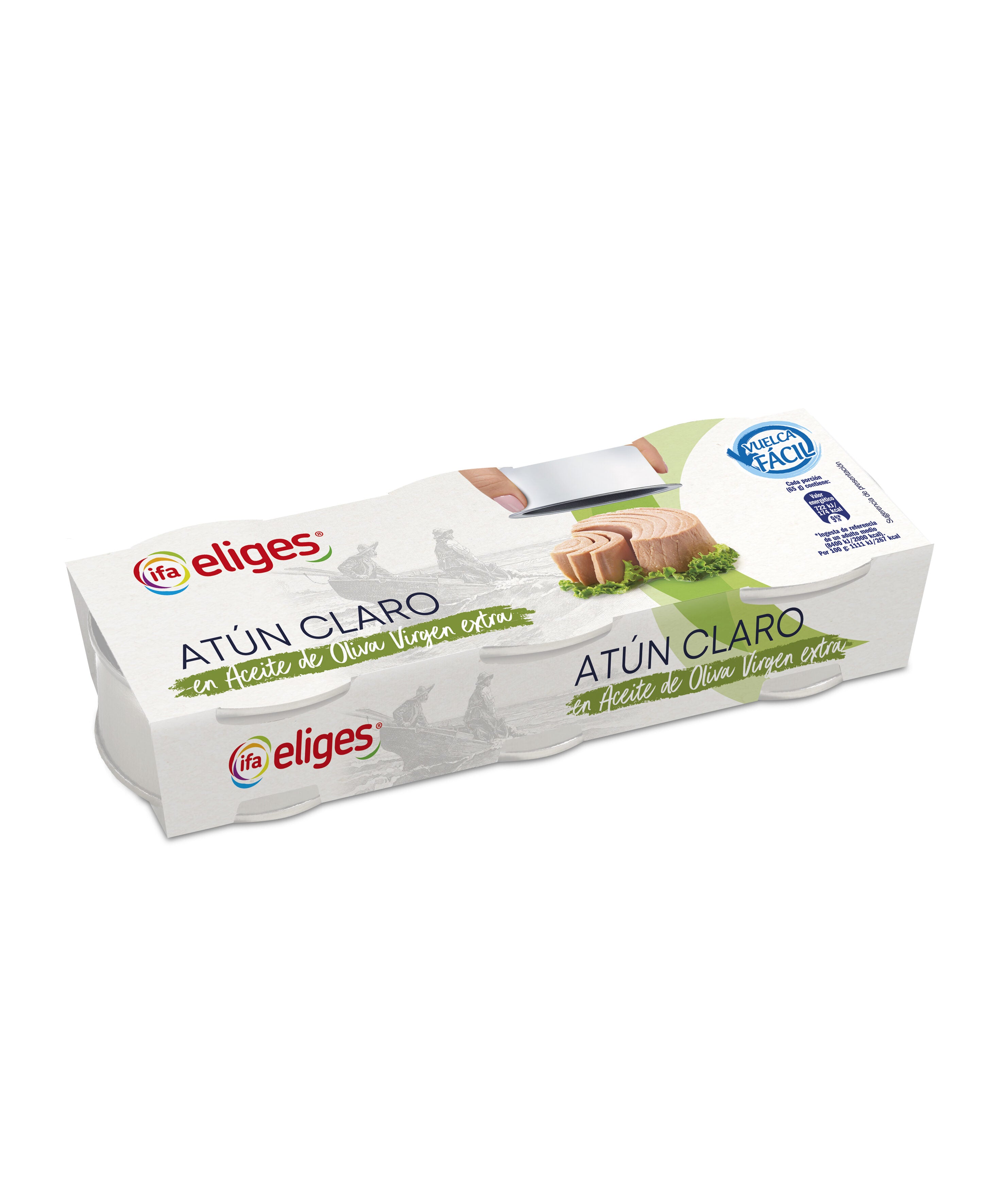 Atun claro aceite oliva virgen extra vuelca facil ro Ifa eliges 3x52g escurr