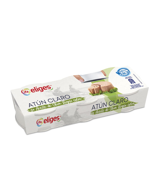 Atun claro aceite oliva virgen extra vuelca facil ro Ifa eliges 3x52g escurr La Despensa