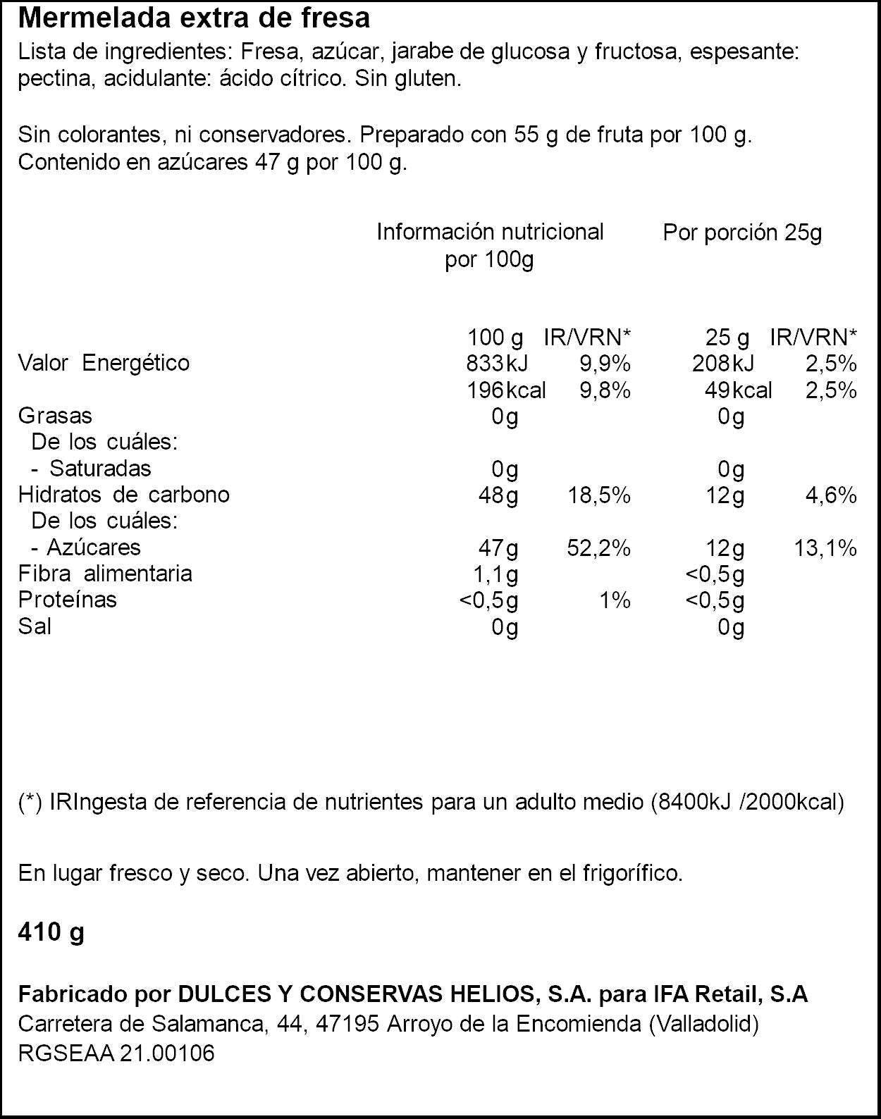 Mermelada fresa Ifa eliges 410g
