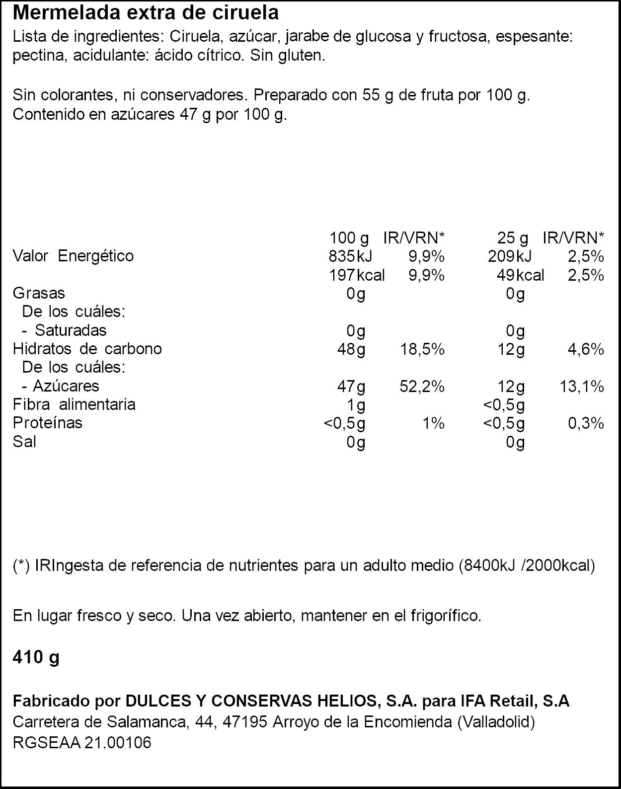 Mermelada ciruela Ifa eliges 410g