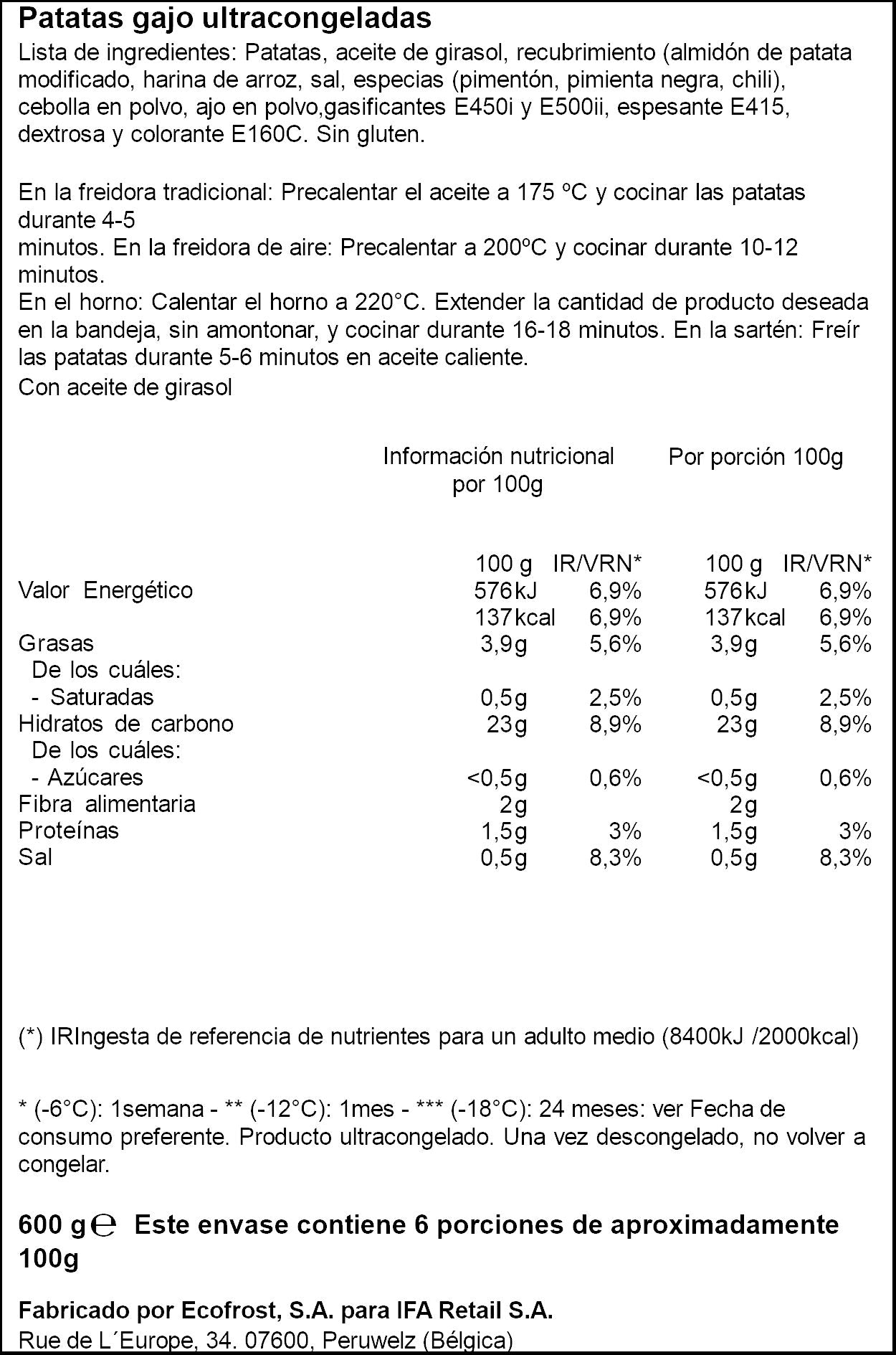 Patatas gajo rustica Ifa eliges 600g