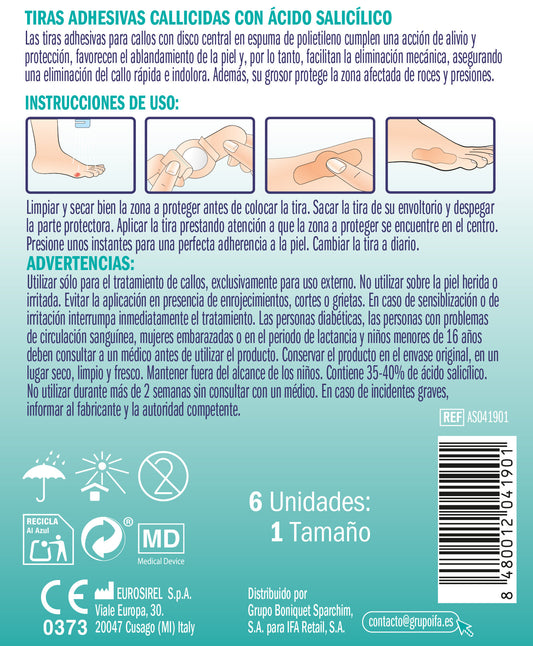 Apósitos callicida con acido salicilico Ifa unnia 6u La Despensa