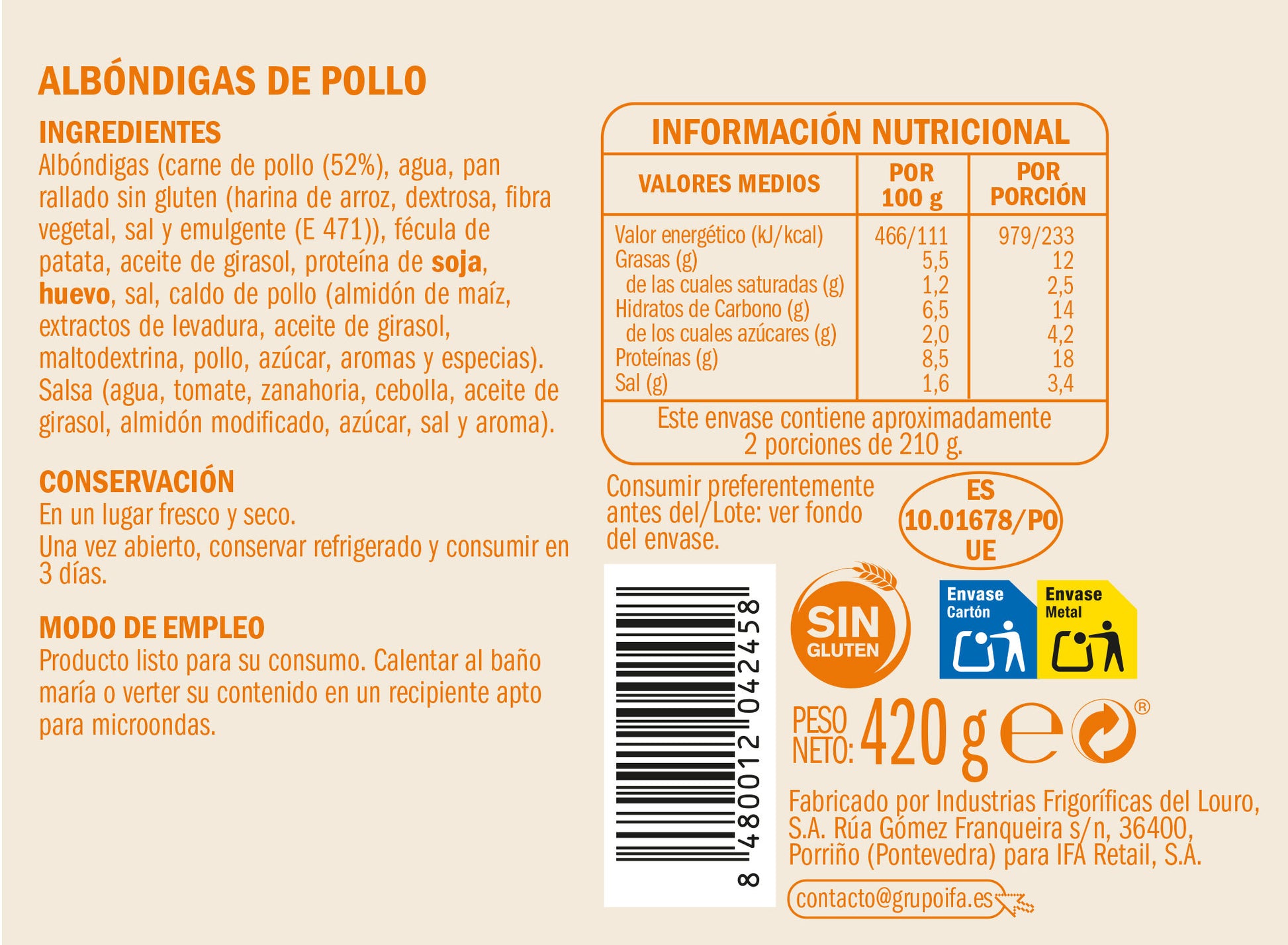 Albondigas de pollo Ifa eliges 420g