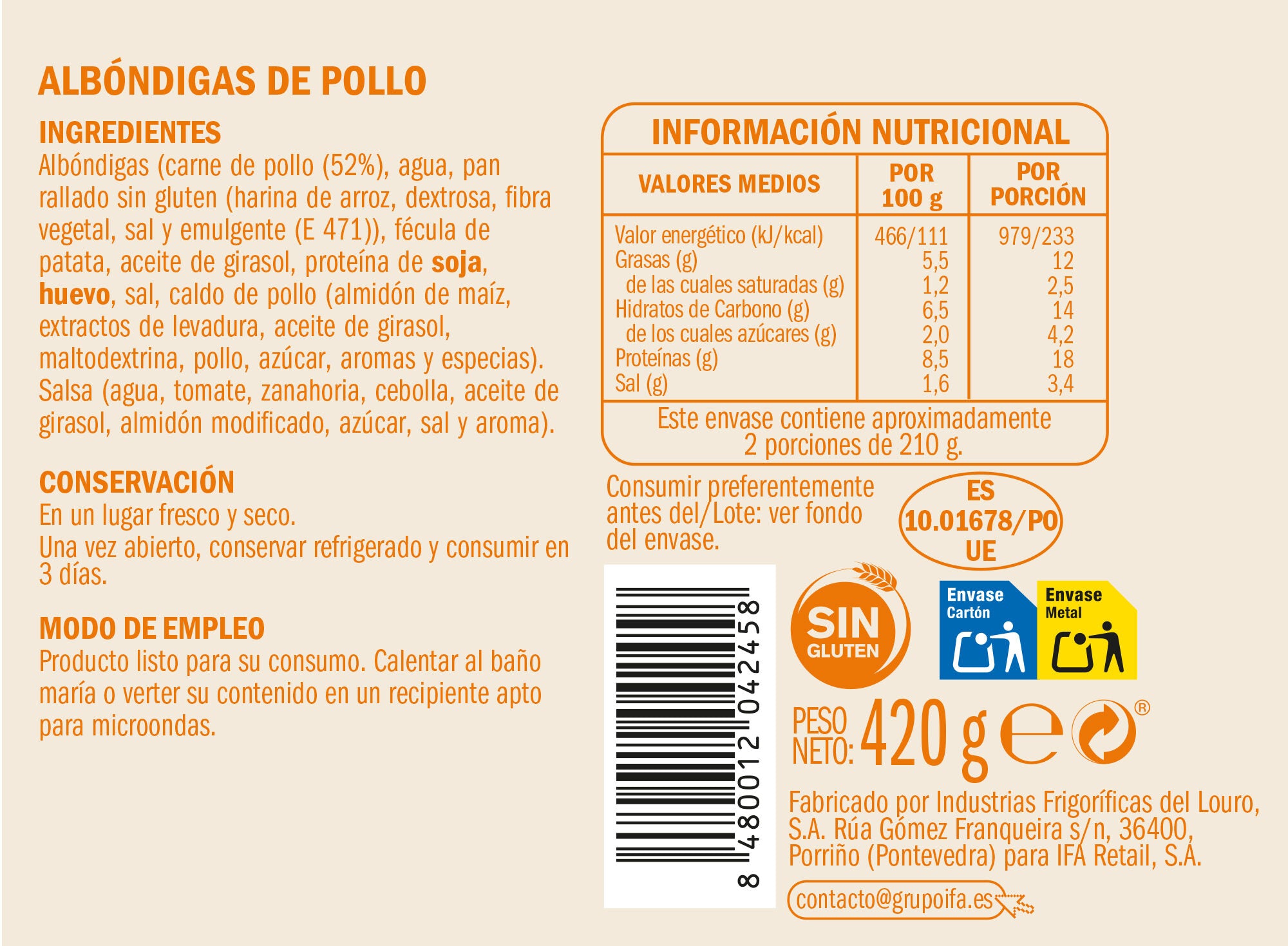 Albondigas de pollo Ifa eliges 420g