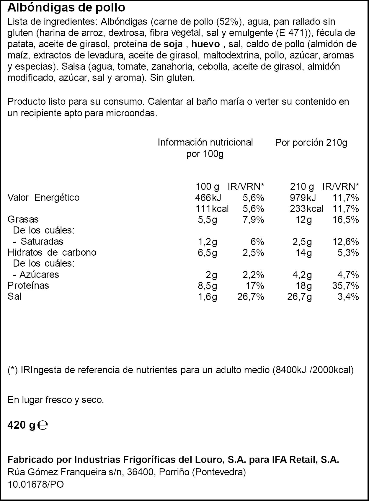 Albondigas de pollo Ifa eliges 420g
