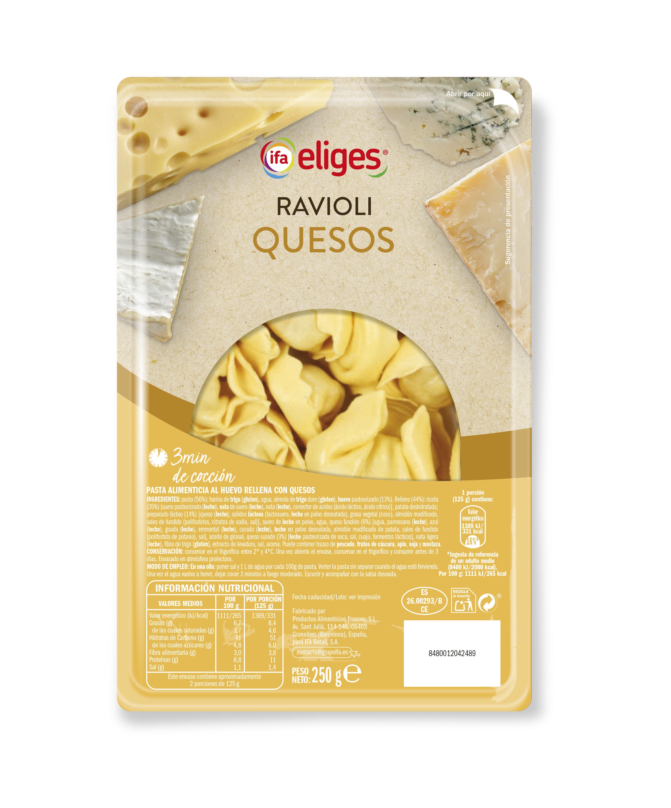Ravioli quesos Ifa eliges 250g