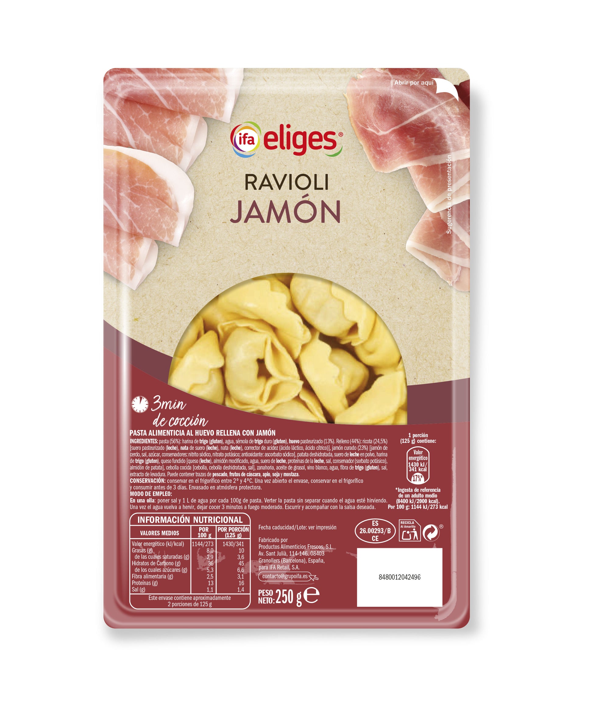 Ravioli jamon Ifa eliges 250g