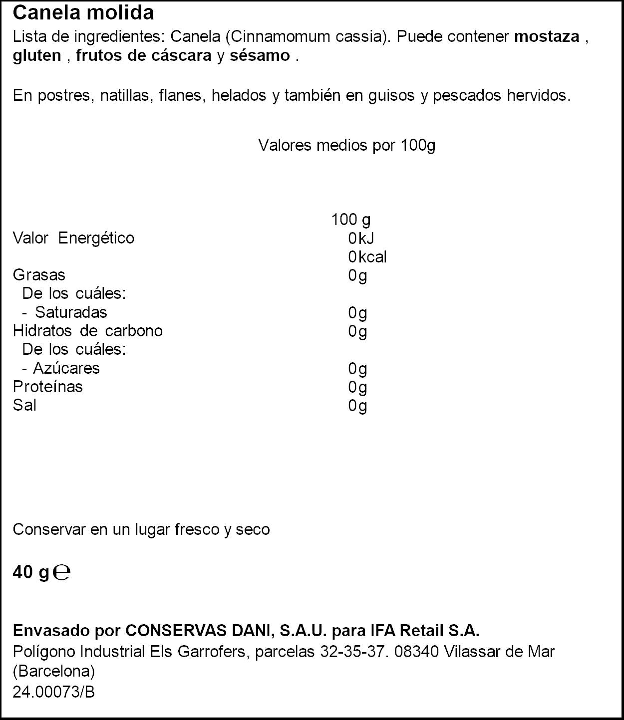 Canela molida Ifa eliges 40g