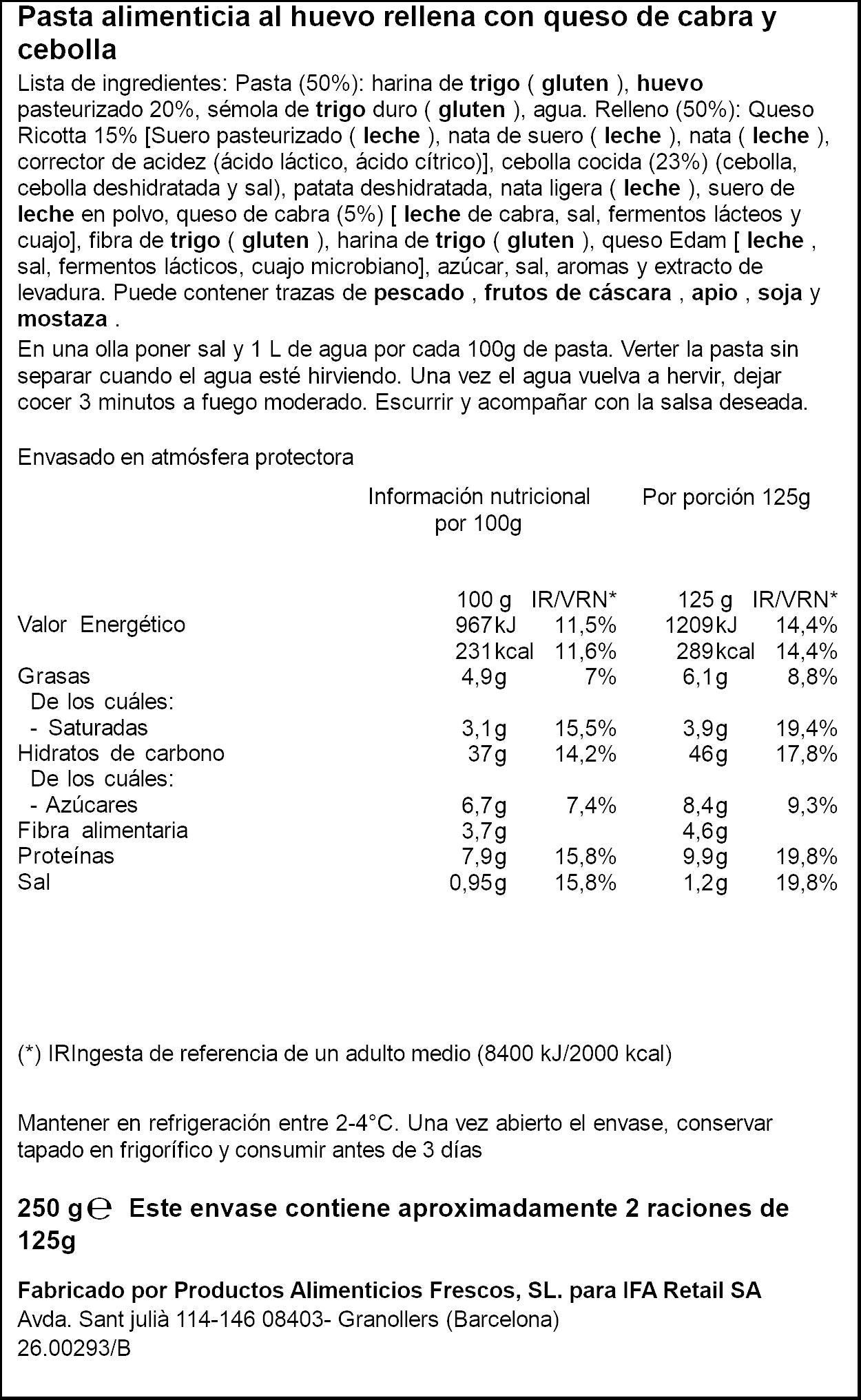 Sol queso cabra/cebolla Ifa eliges 250g