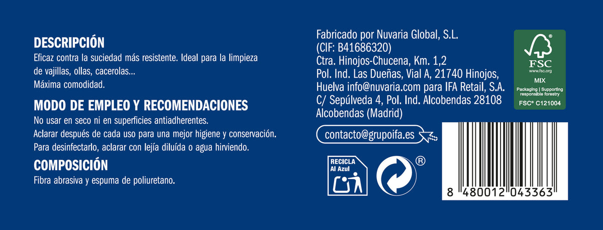 Estropajo con esponja Ifa sabe 3u