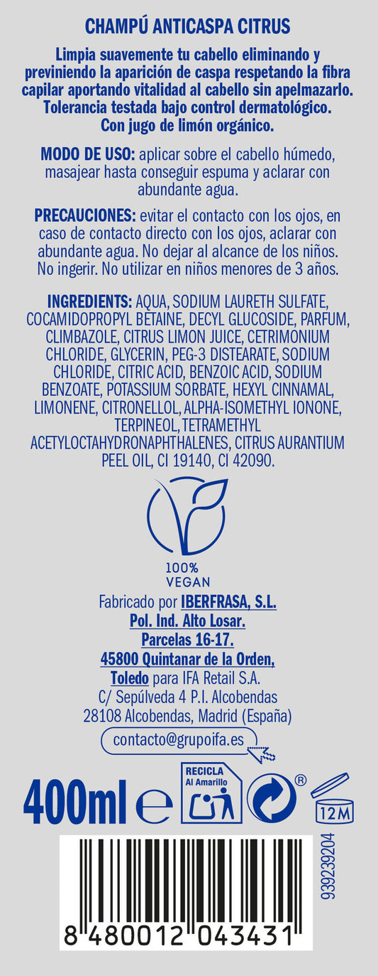 Champú citrus Ifa unnia 400ml La Despensa