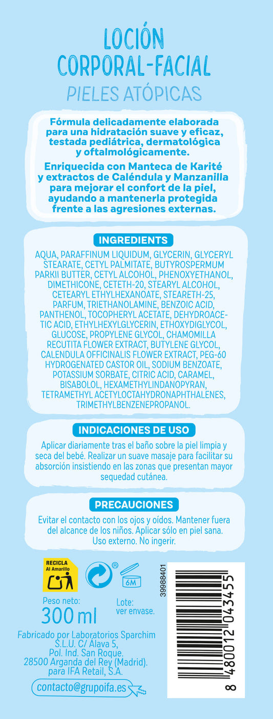 Locion corporal bebe piel atopica Baby cuac 300ml La Despensa