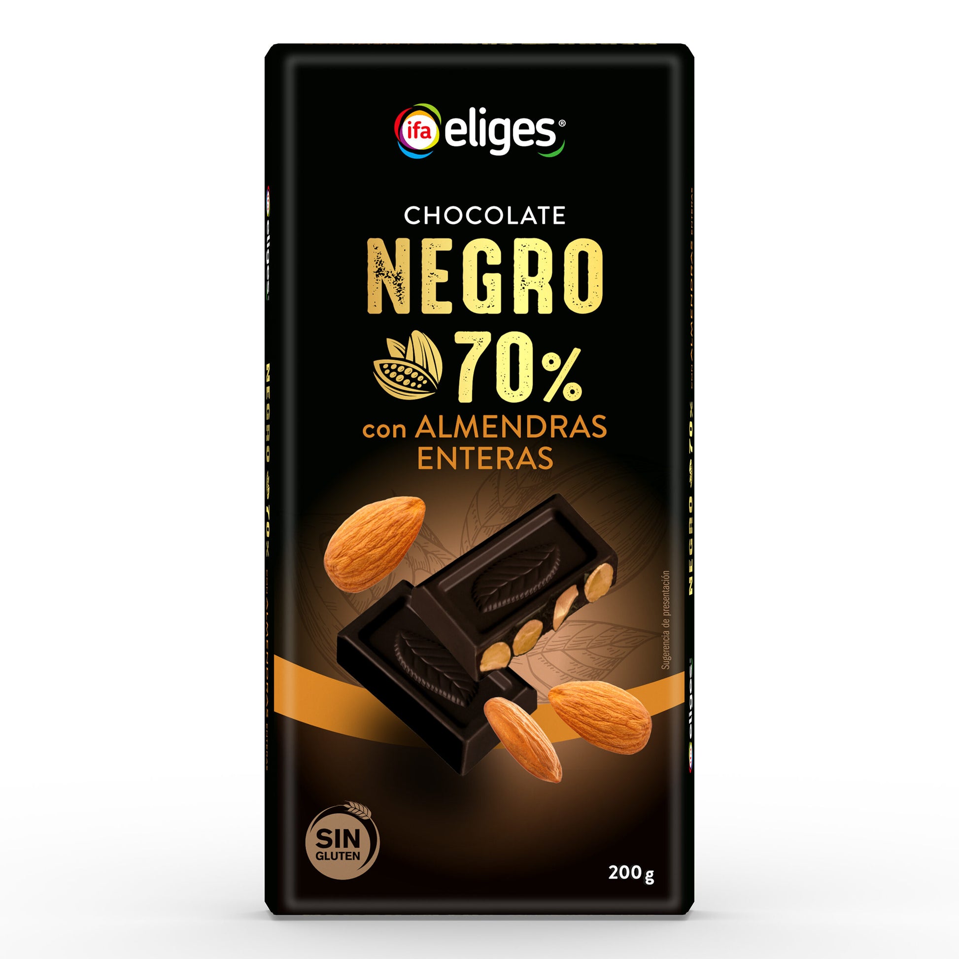 Chocolate negro 70% c/ almendras enteras Ifa eliges 200g