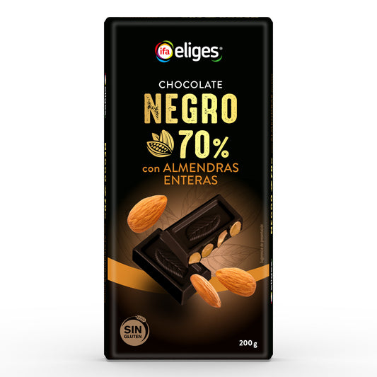Chocolate negro 70% c/ almendras enteras Ifa eliges 200g La Despensa