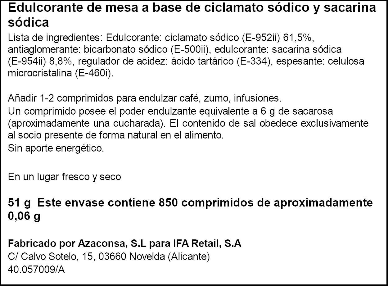 Edulcorante dispensador Ifa eliges 850u 51g