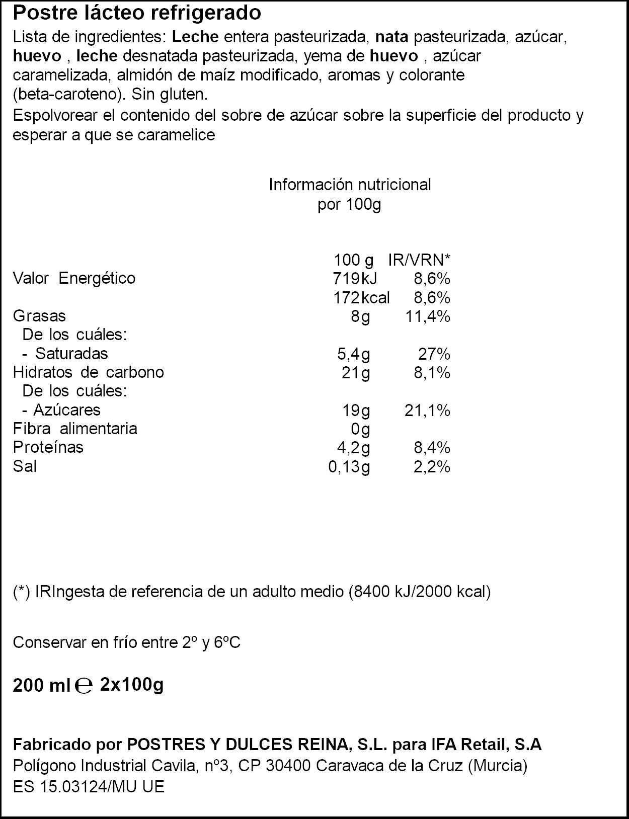 Crema catalana  Ifa eliges p2 100g