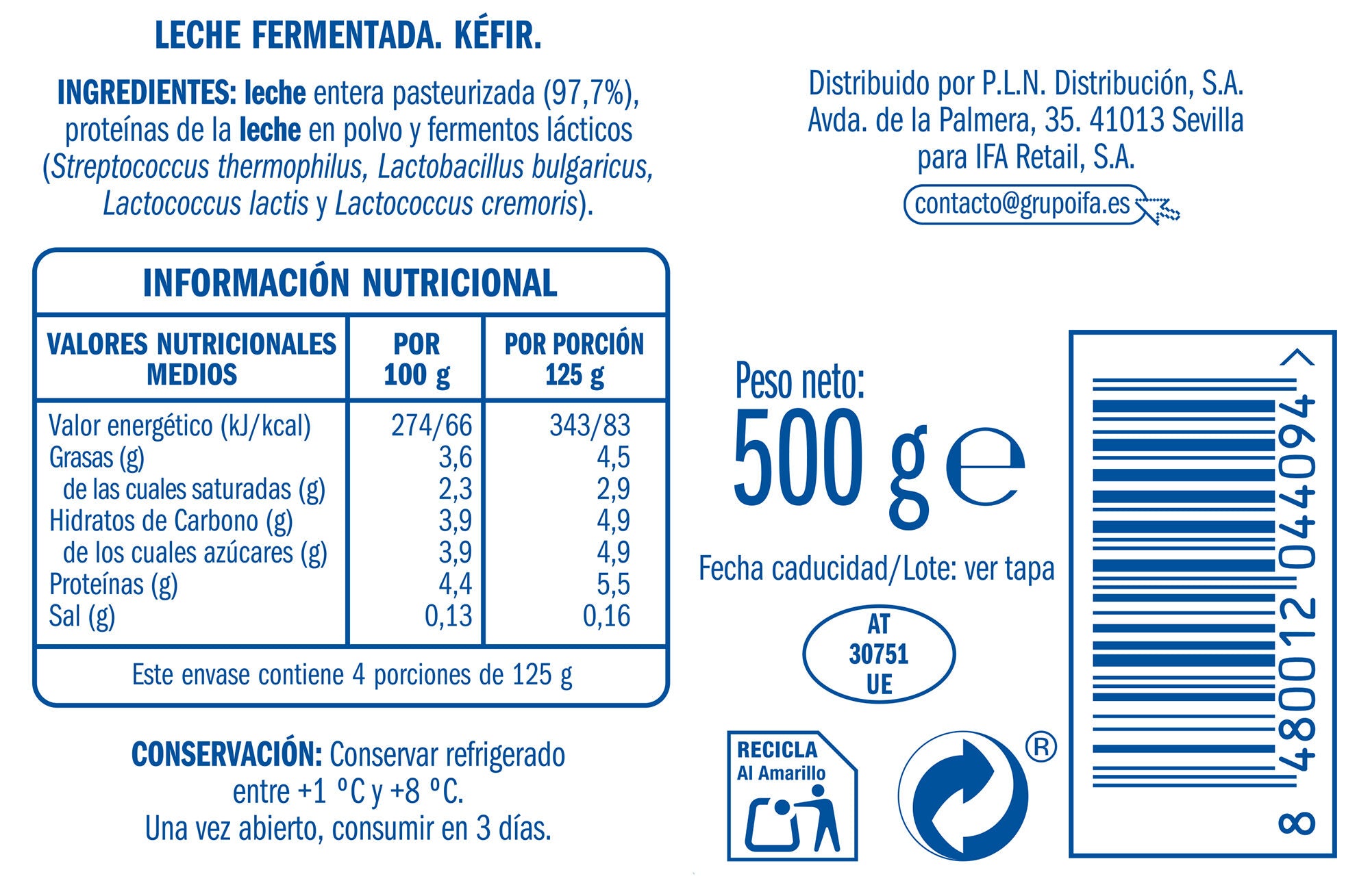 Kefir natural cuchara Ifa eliges 500g