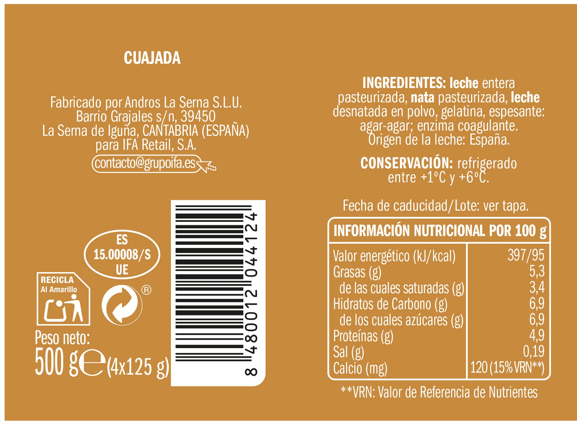 Cuajada natural  Ifa eliges p4 125g/u